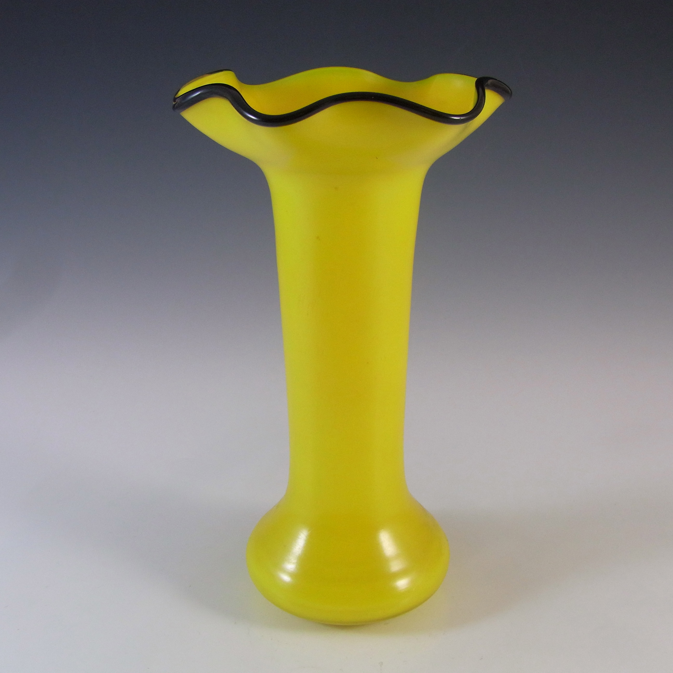 Czech / Bohemian 1930's Yellow & Black Tango Glass Vase - Click Image to Close