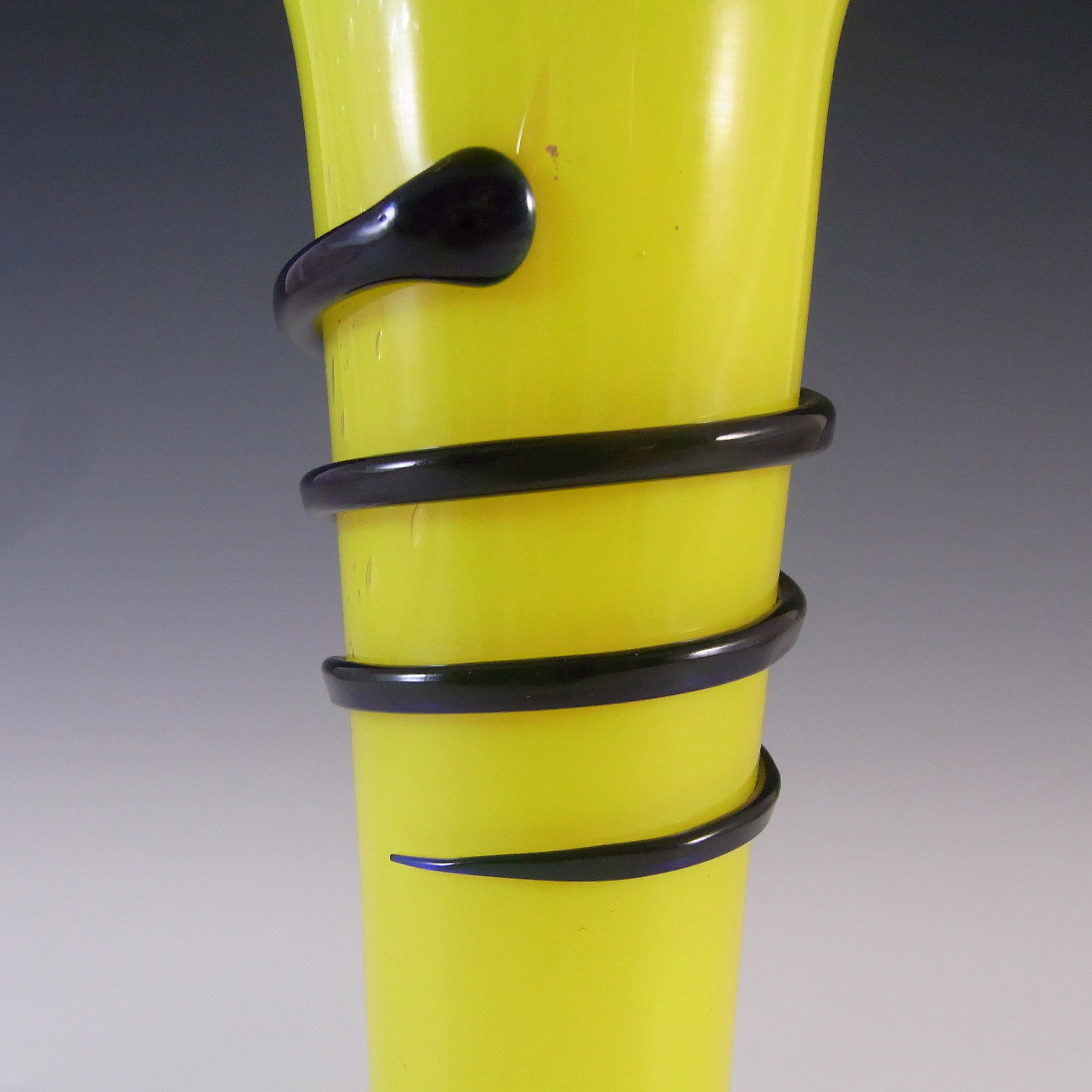 (image for) Czech / Bohemian Pair of Yellow & Black Tango Glass Vases - Click Image to Close