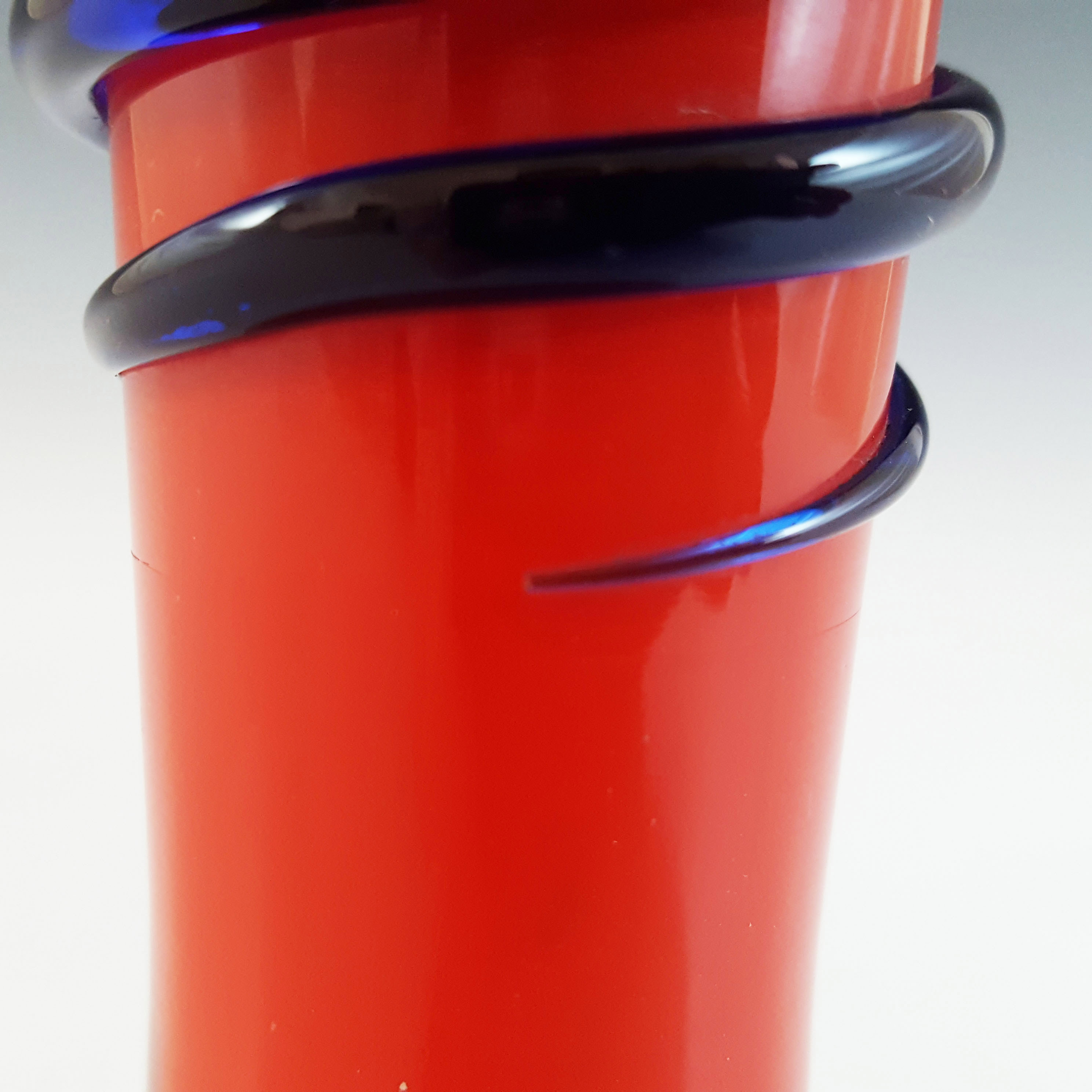 (image for) Czech / Bohemian 1930's Red & Blue Tango Glass Vase - Click Image to Close