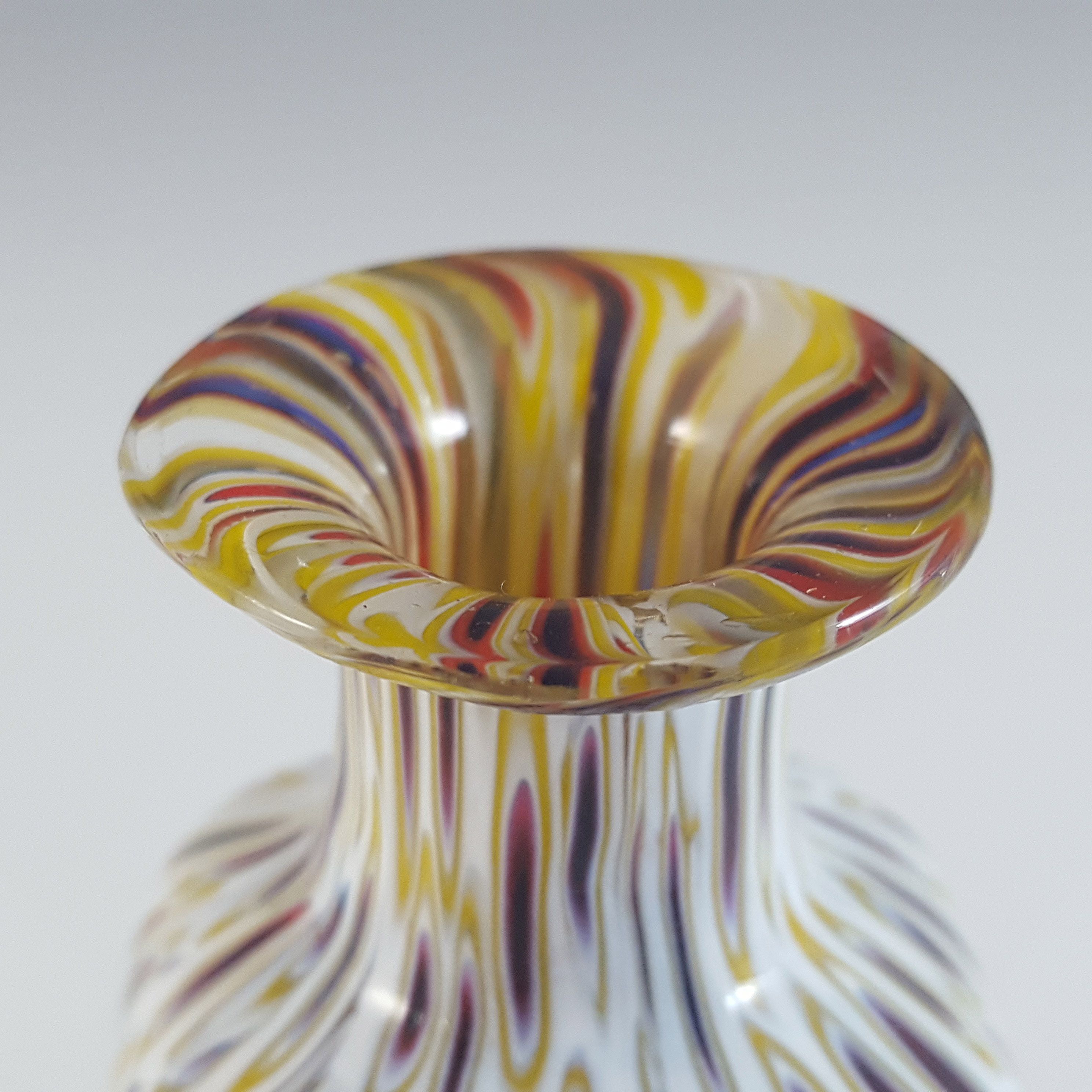 (image for) Murano Purple, Yellow & White Millefiori Canes Glass Vase - Click Image to Close