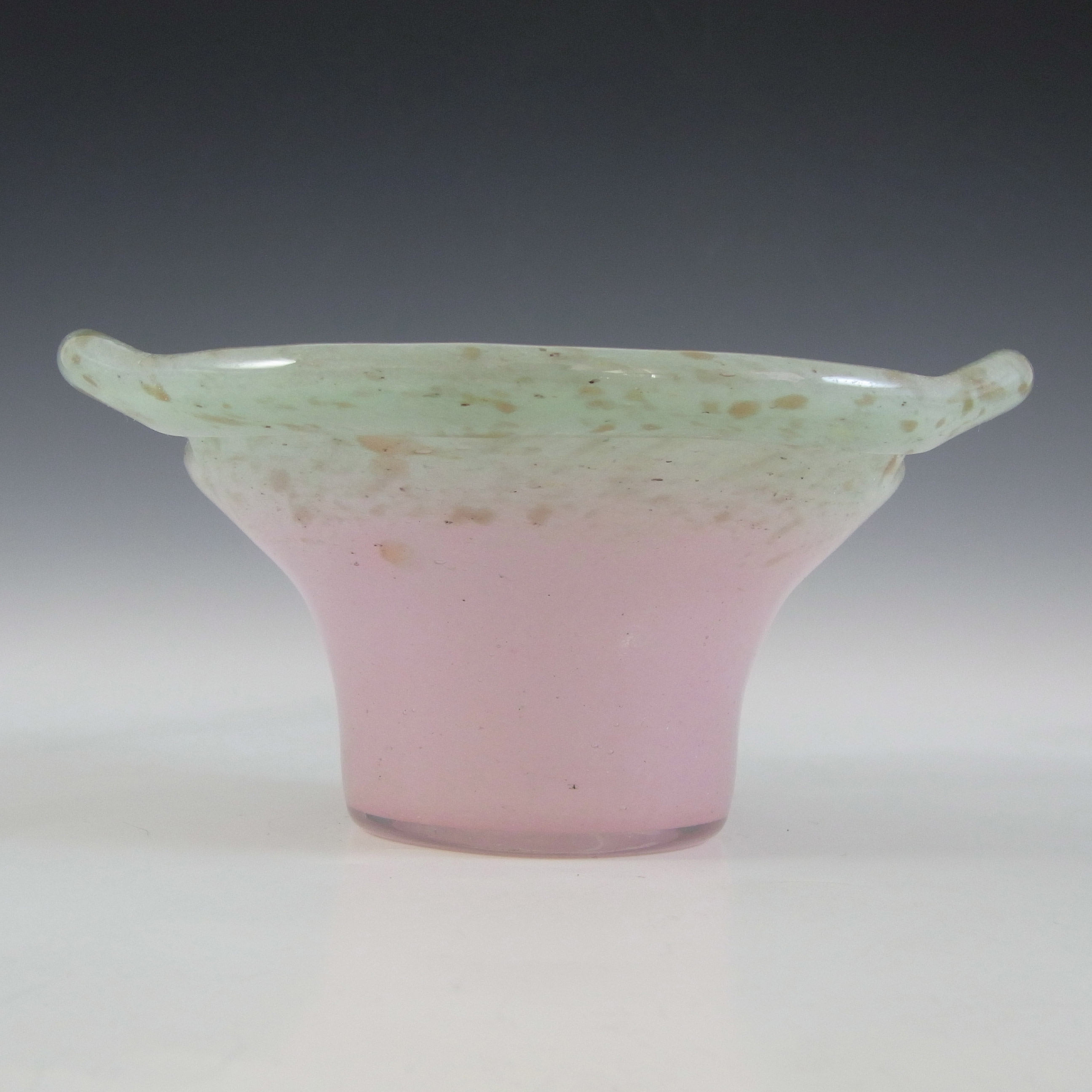 Vasart or Strathearn Pink & Green Mottled Glass Bowl B028 - Click Image to Close