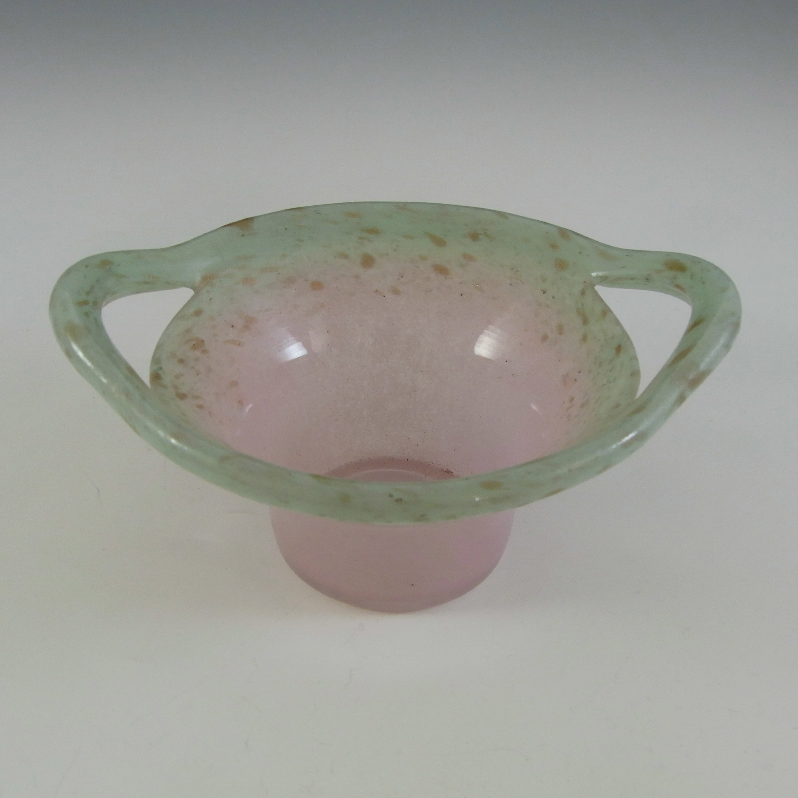 (image for) Vasart or Strathearn Pink & Green Mottled Glass Bowl B028 - Click Image to Close