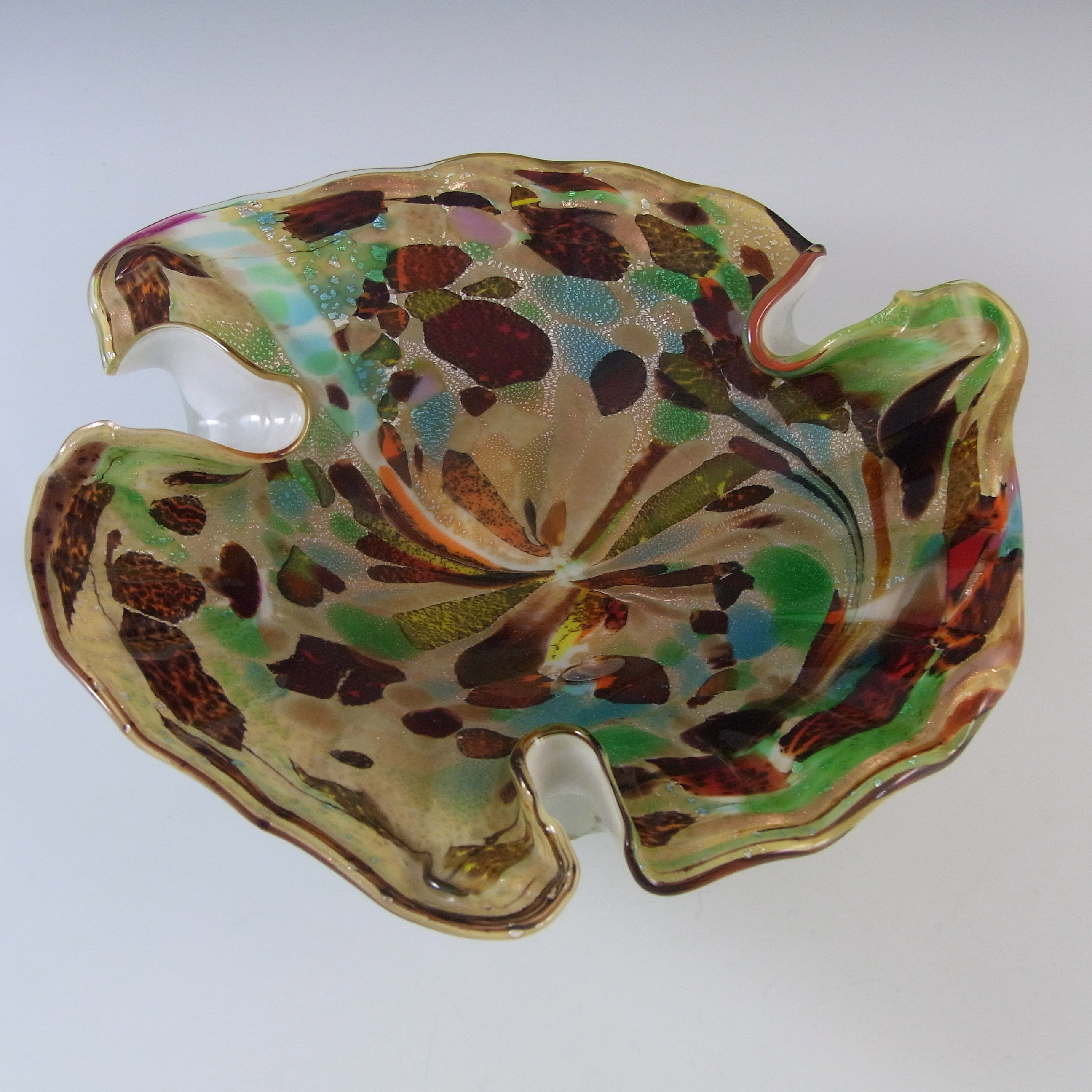 LABELLED Vetro Artistico Veneziano Murano Silver Leaf Glass Bowl - Click Image to Close
