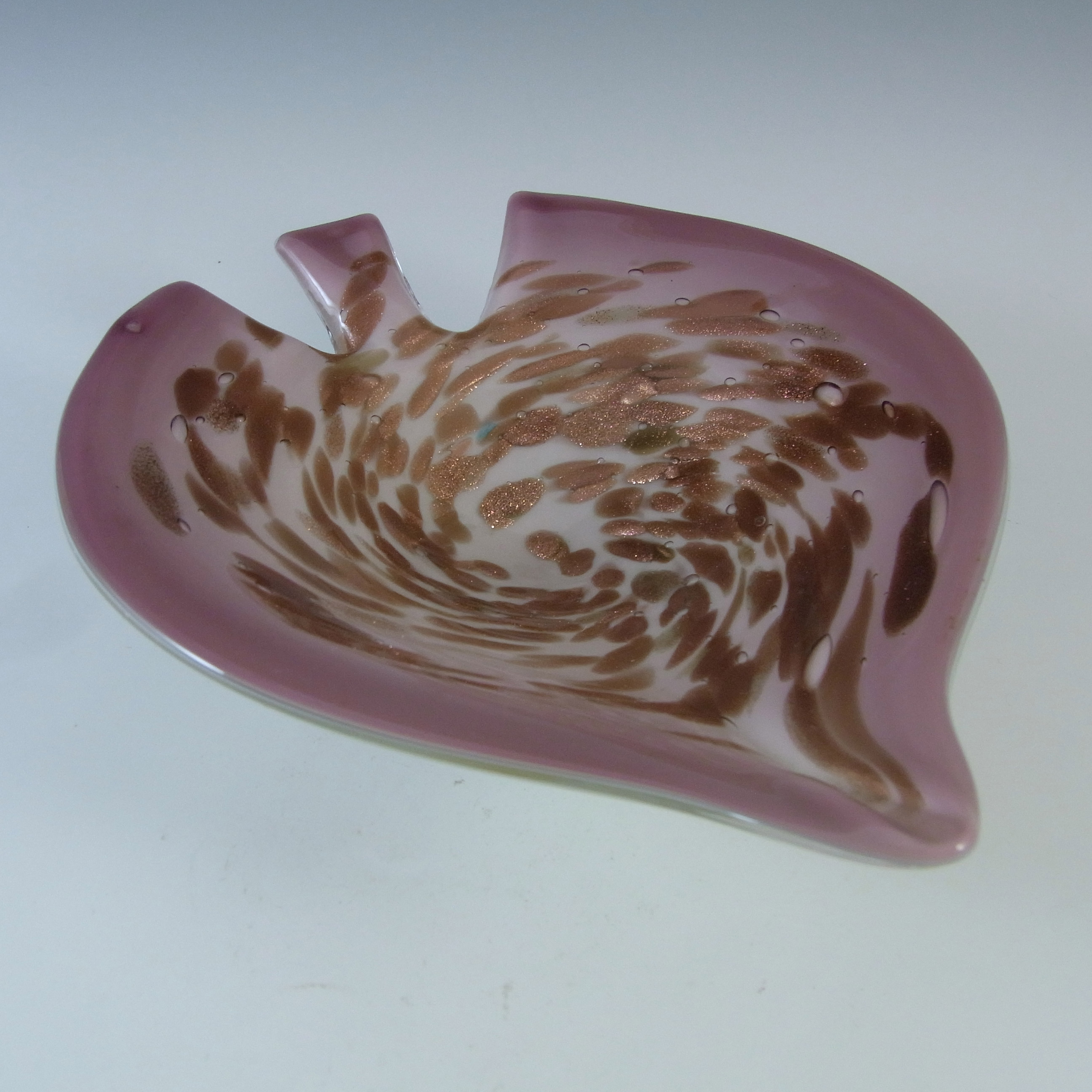 (image for) Vetro Artistico Veneziano Murano Silver Leaf Pink Glass Bowl - Click Image to Close