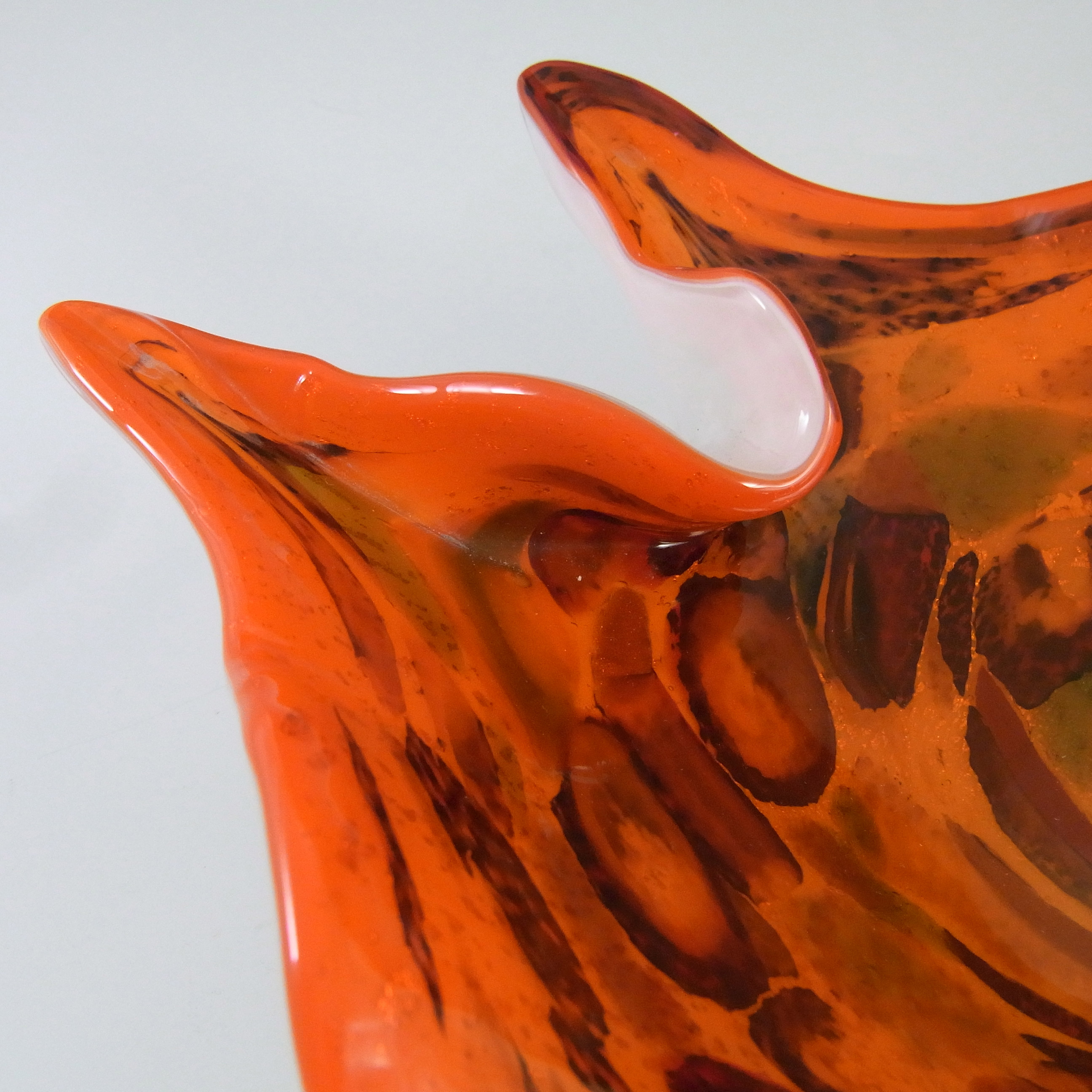 (image for) Vetro Artistico Veneziano Murano Silver Leaf Orange Glass Bowl - Click Image to Close