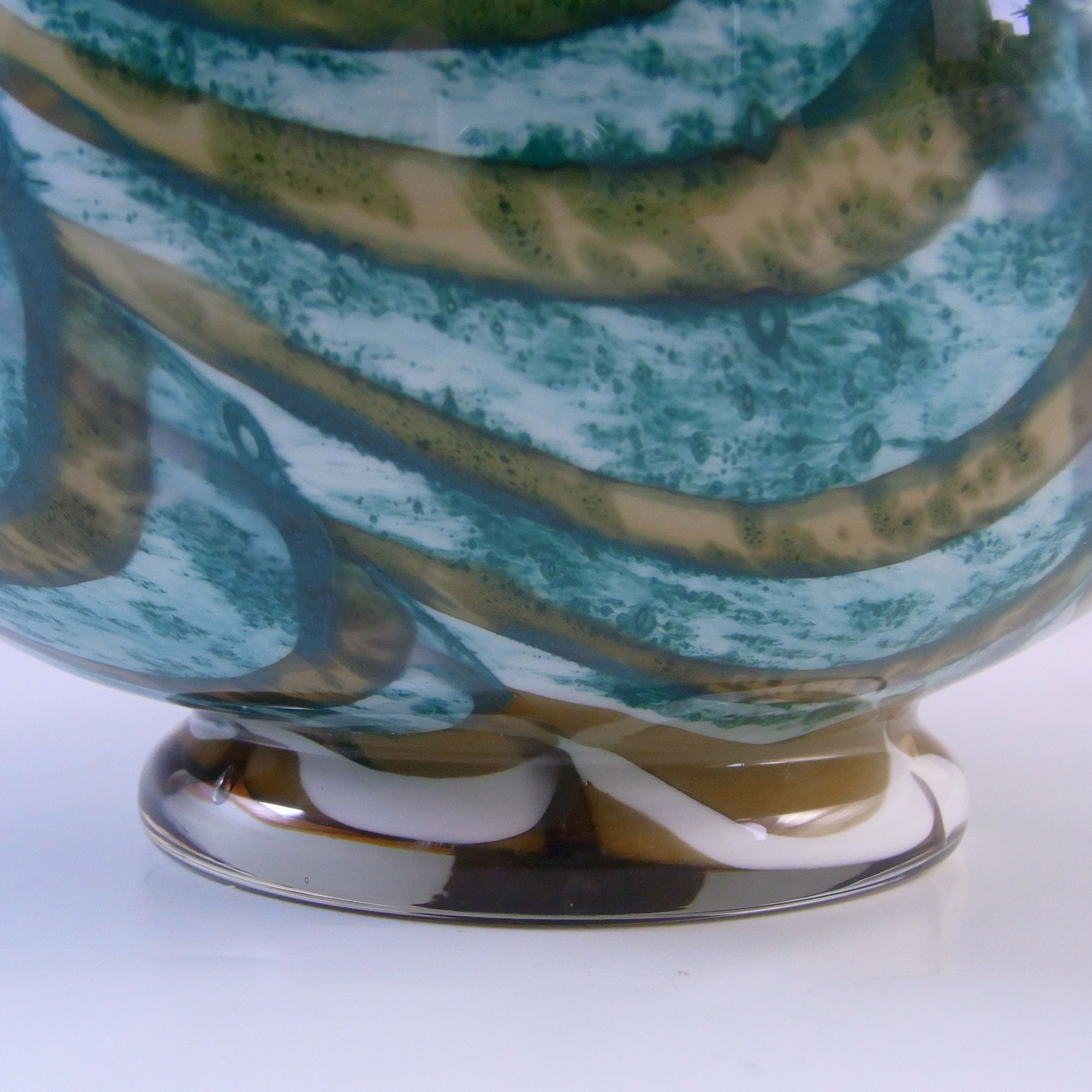 (image for) V.B. Opaline Florence Empoli Retro Orange & Blue Glass Vase - Click Image to Close