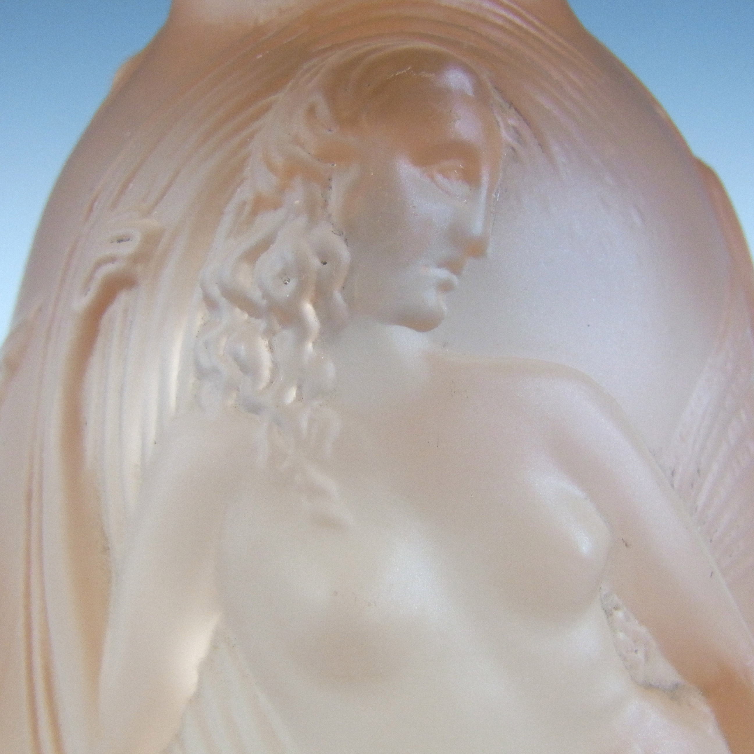 (image for) Walther & Söhne Art Deco Pink Glass 'Nymphen' Mermaid Comport - Click Image to Close