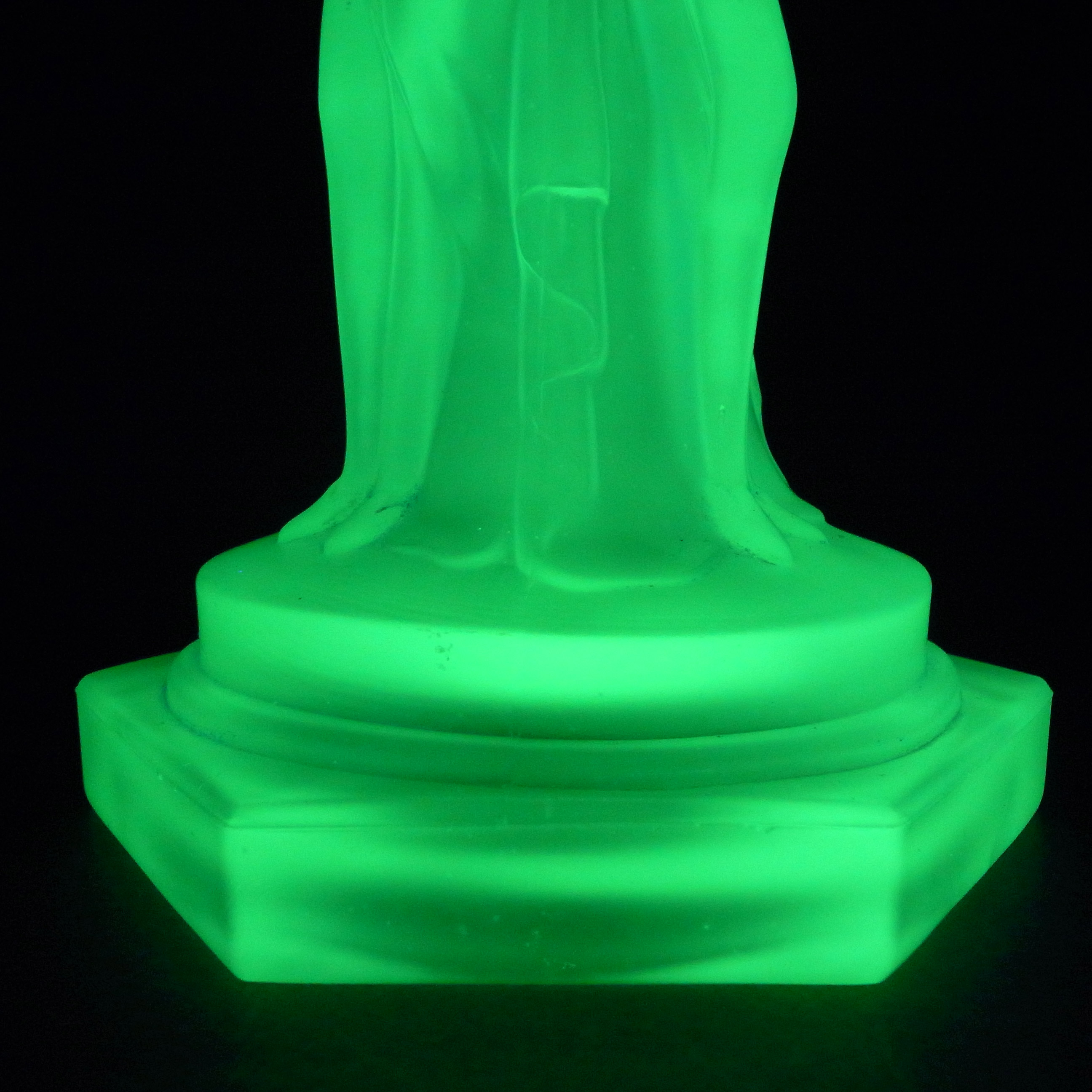 (image for) Walther & Söhne Art Deco Uranium Glass 'Three Graces' Candlestick - Click Image to Close