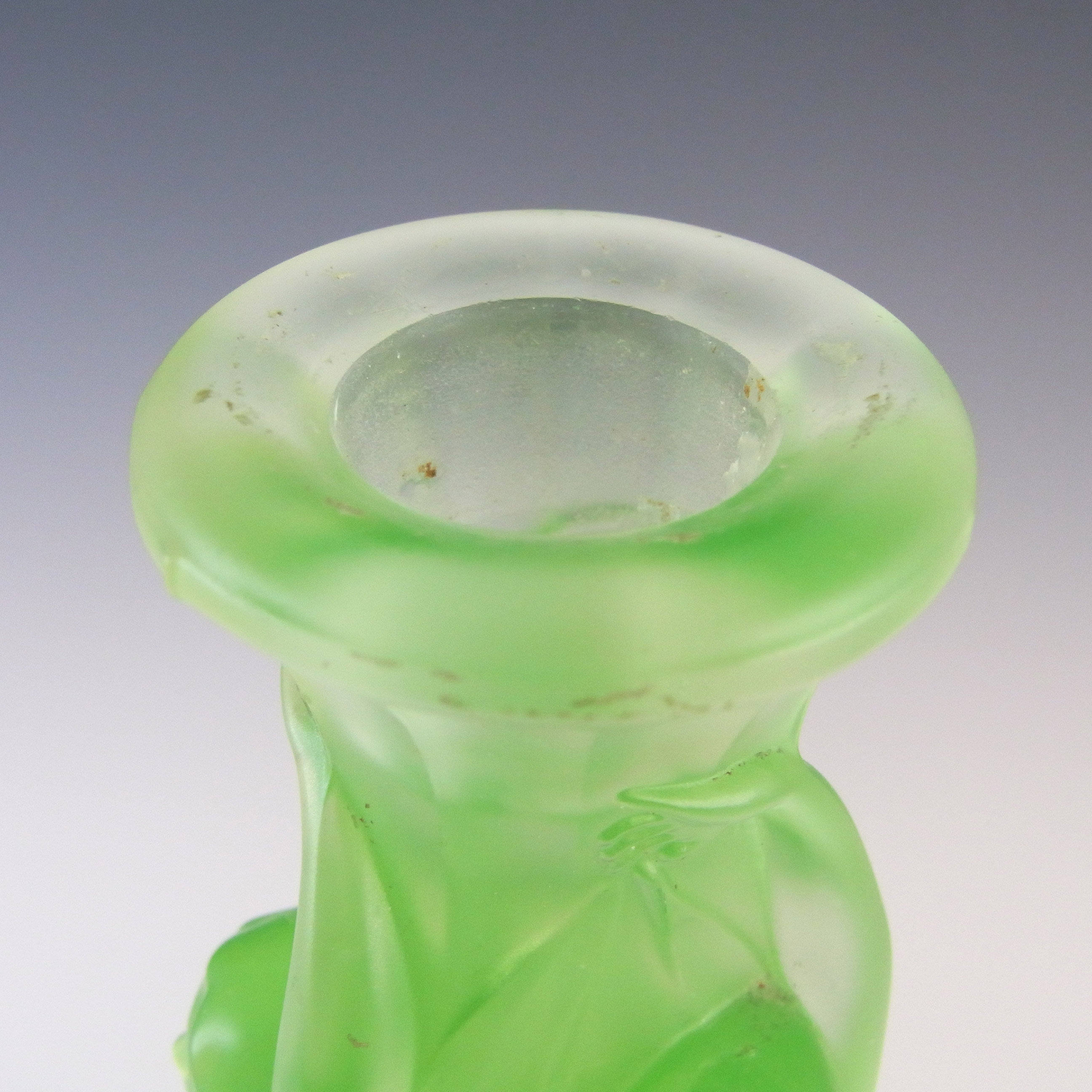 (image for) Walther & Söhne Art Deco Uranium Glass 'Three Graces' Candlestick - Click Image to Close