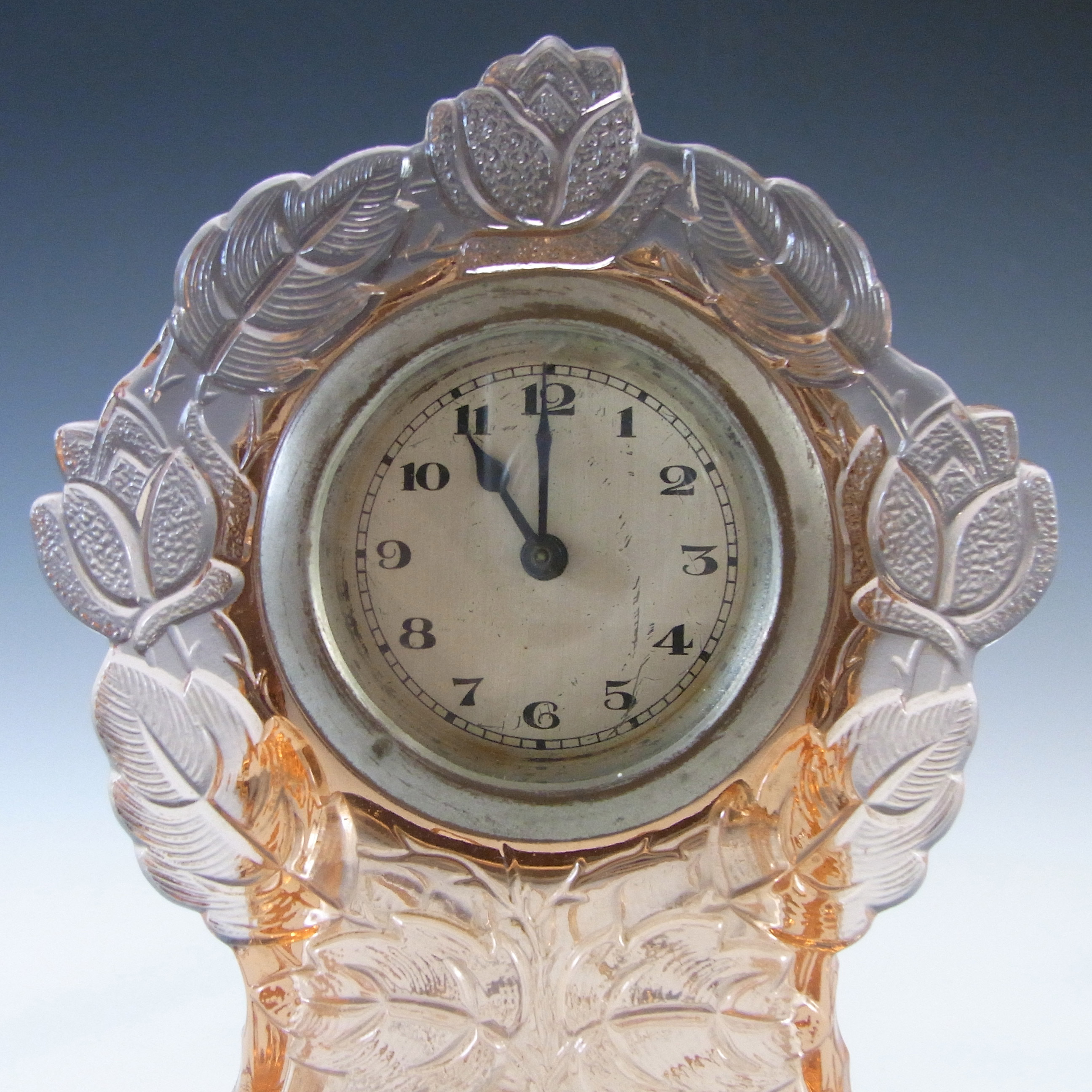 Walther & Söhne Art Deco Pink Glass 'Waltraut' Clock - Click Image to Close