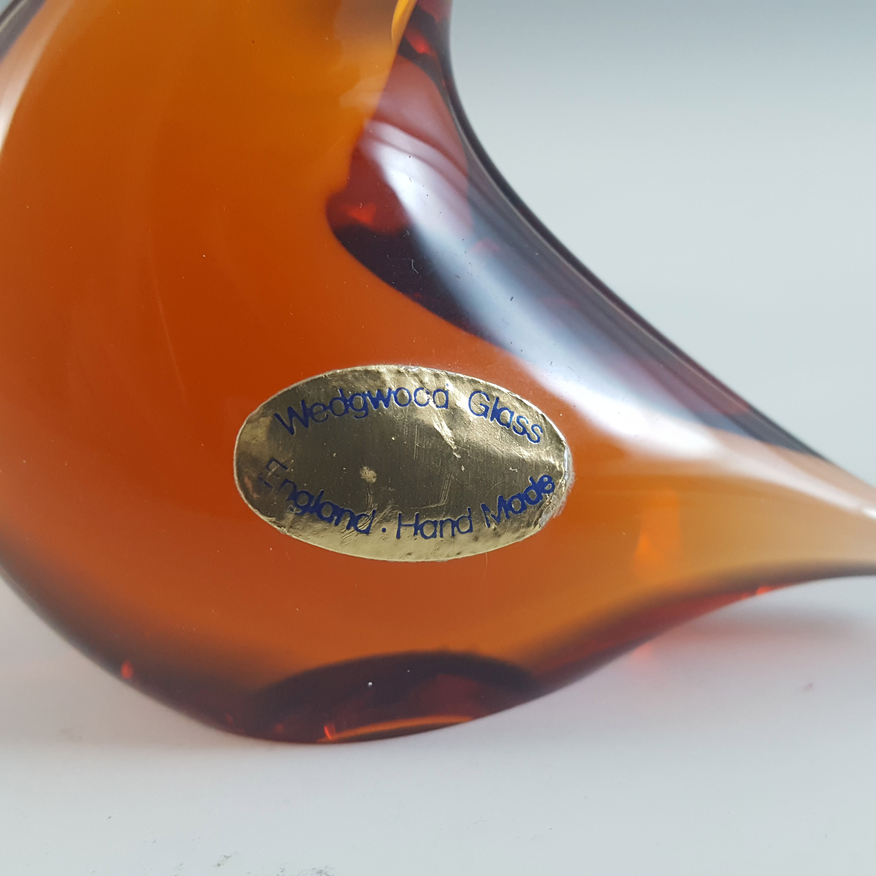 (image for) MARKED Wedgwood Topaz Glass 'Lilliput' Duck Paperweight - Click Image to Close