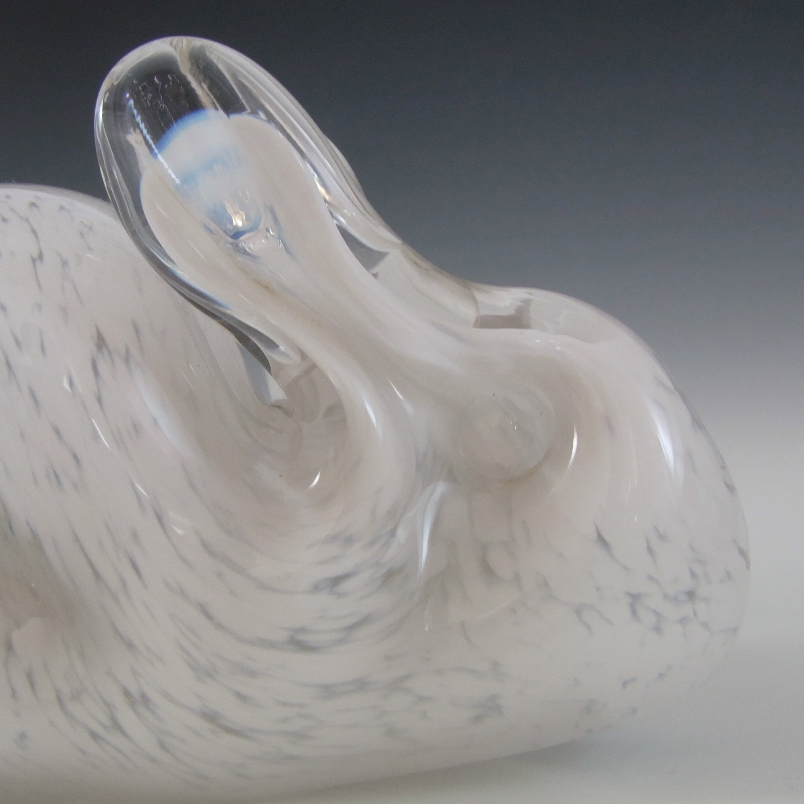MARKED Wedgwood White Glass Rabbit Paperweight RSW413 - Click Image to Close