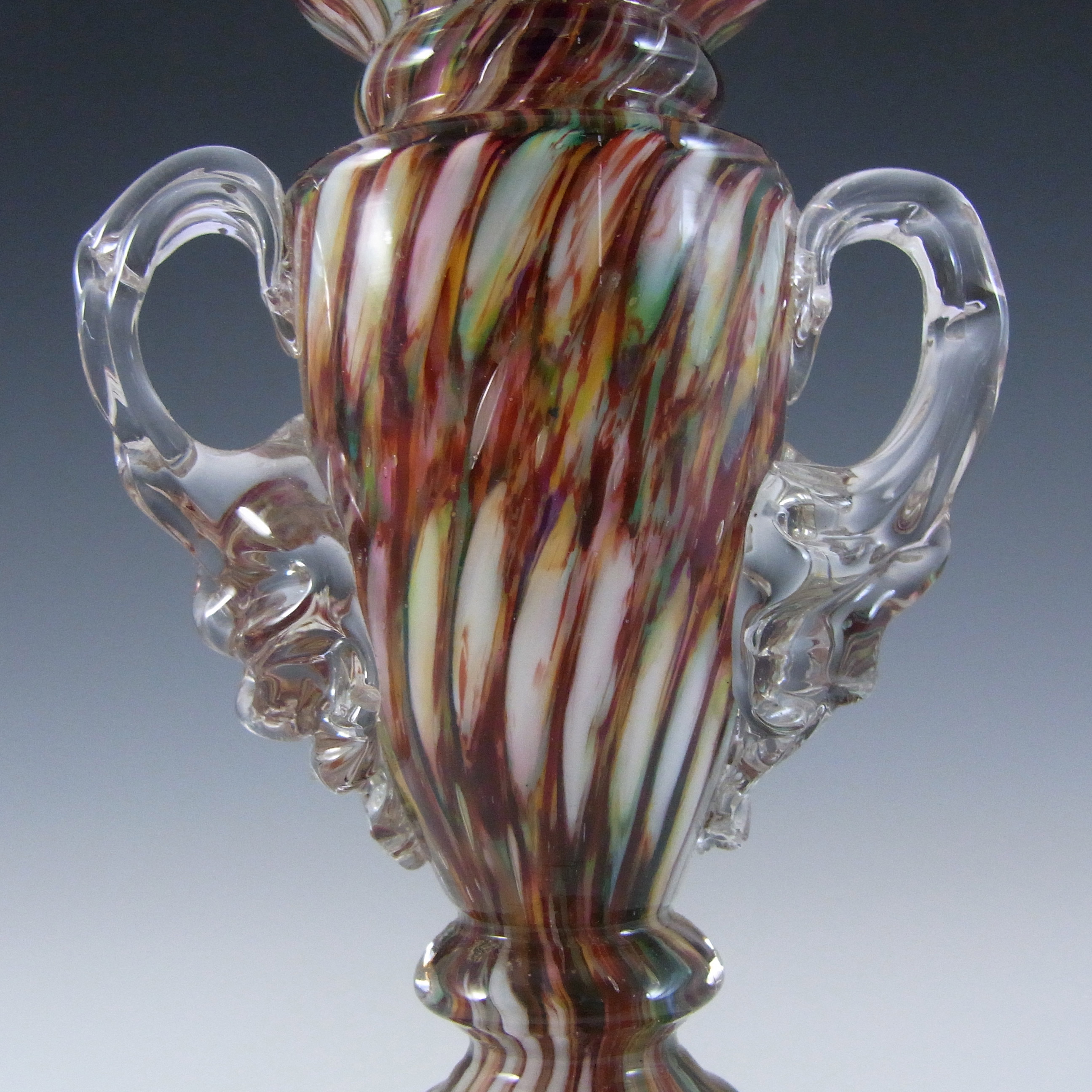 (image for) Welz Bohemian Honeycomb Spatter Glass Trophy Vase - Click Image to Close