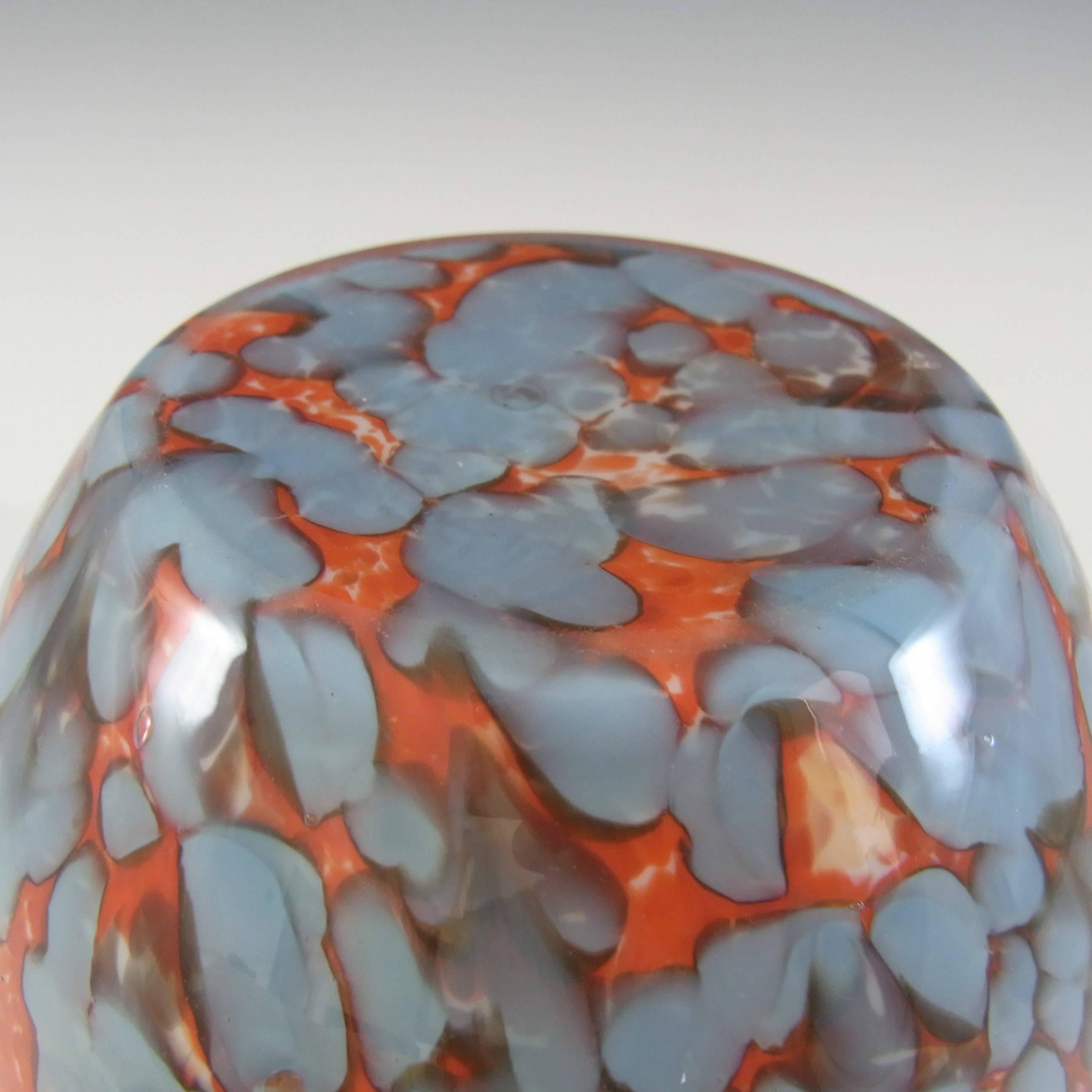 Franz Welz Czech Red & Blue Glass 'Bubbles + Spots' Vase - Click Image to Close