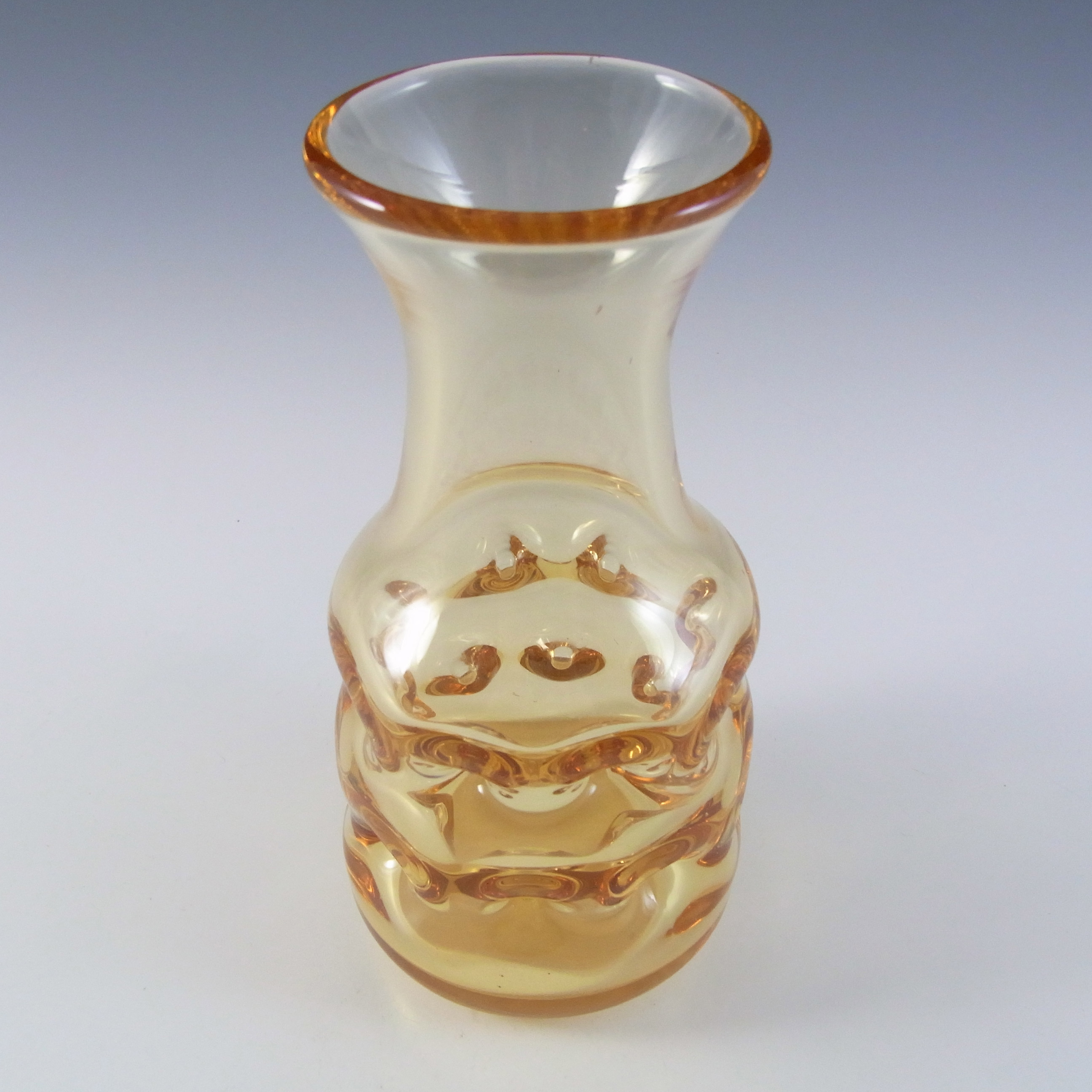 Whitefriars #9863 Vintage Gold FLC Glass Dimpled Vase - Click Image to Close
