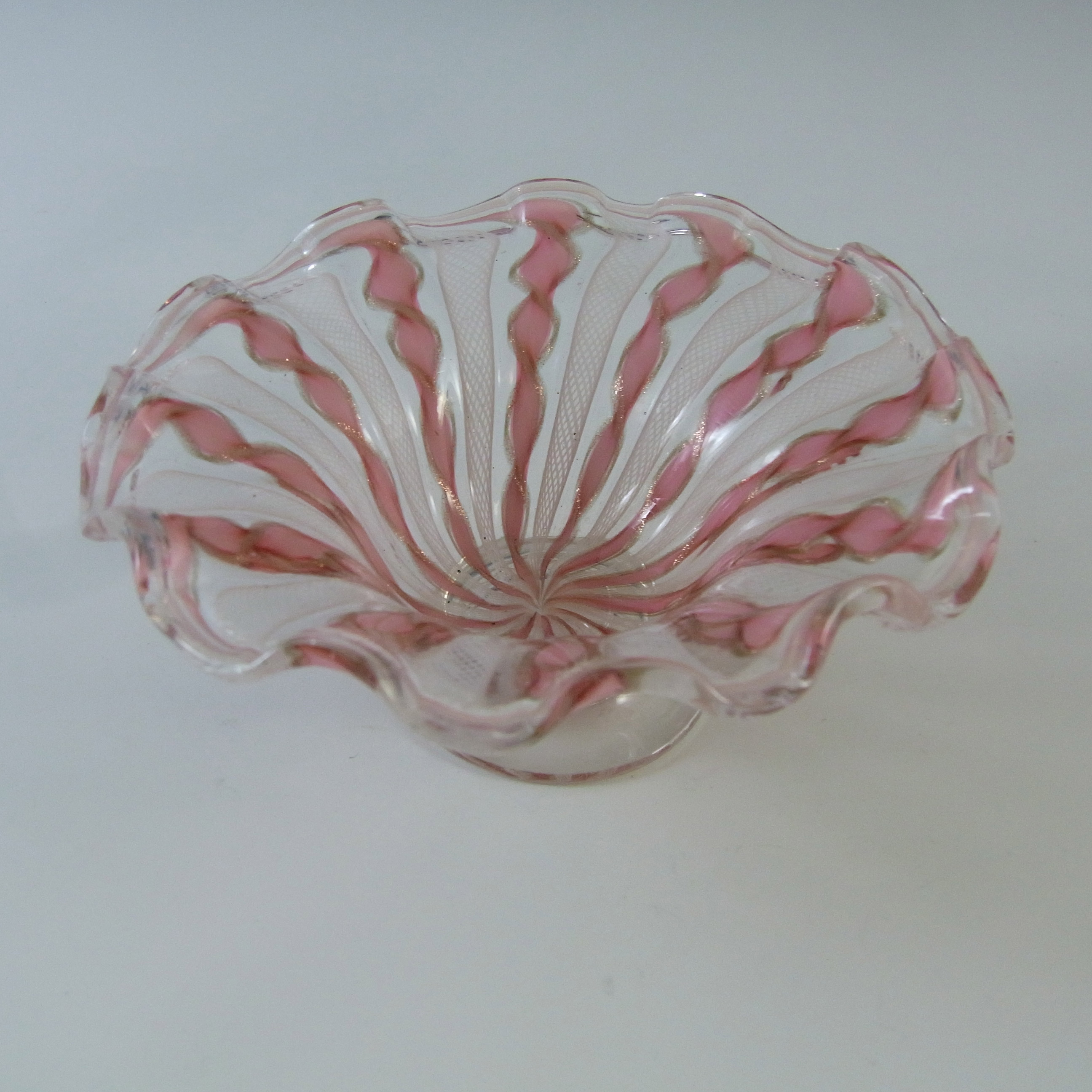 (image for) AVEM Murano Zanfirico & Copper Aventurine Glass Dish/Bowl - Click Image to Close