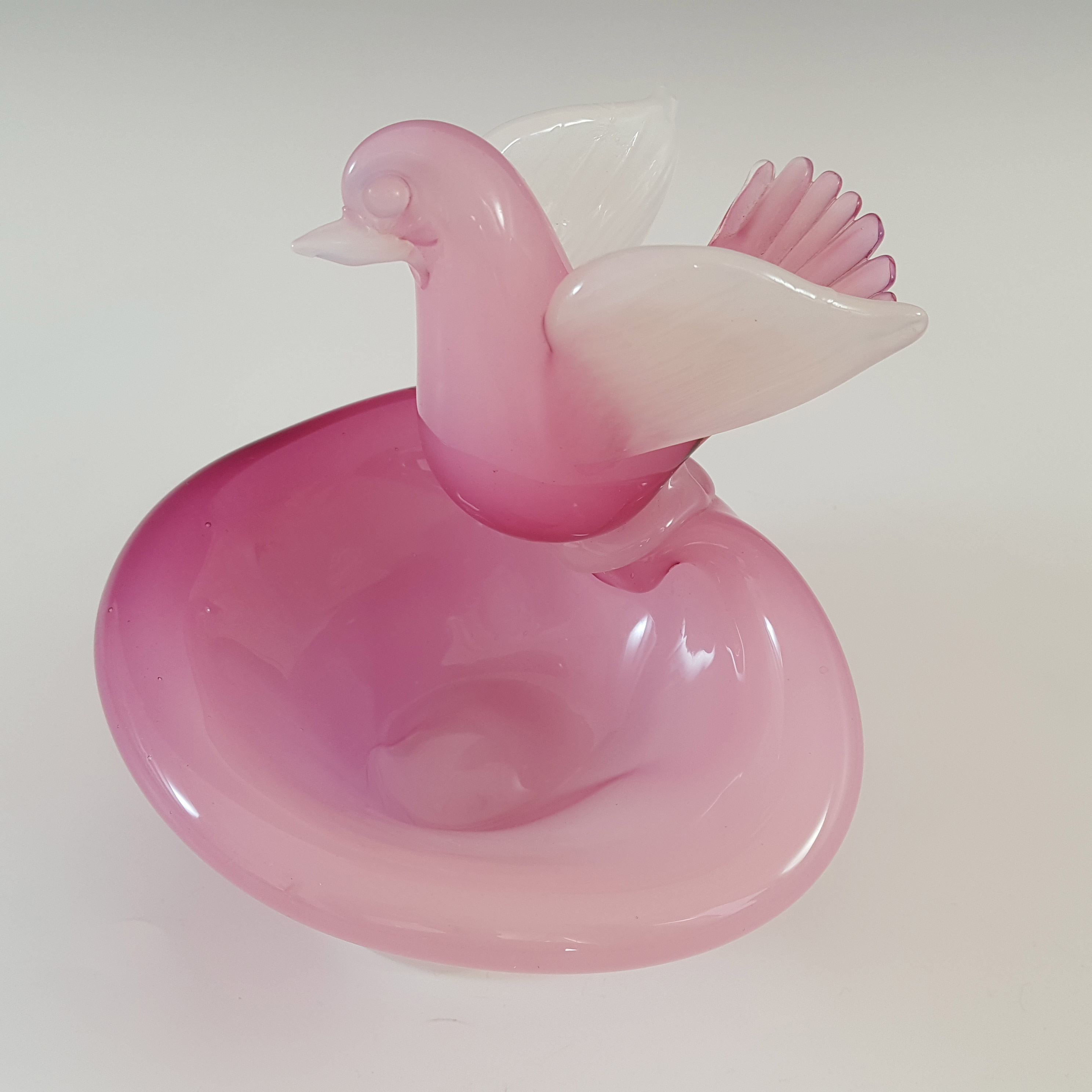 (image for) Murano Venetian Alabastro Pink Murano Glass Bird Bowl - Click Image to Close