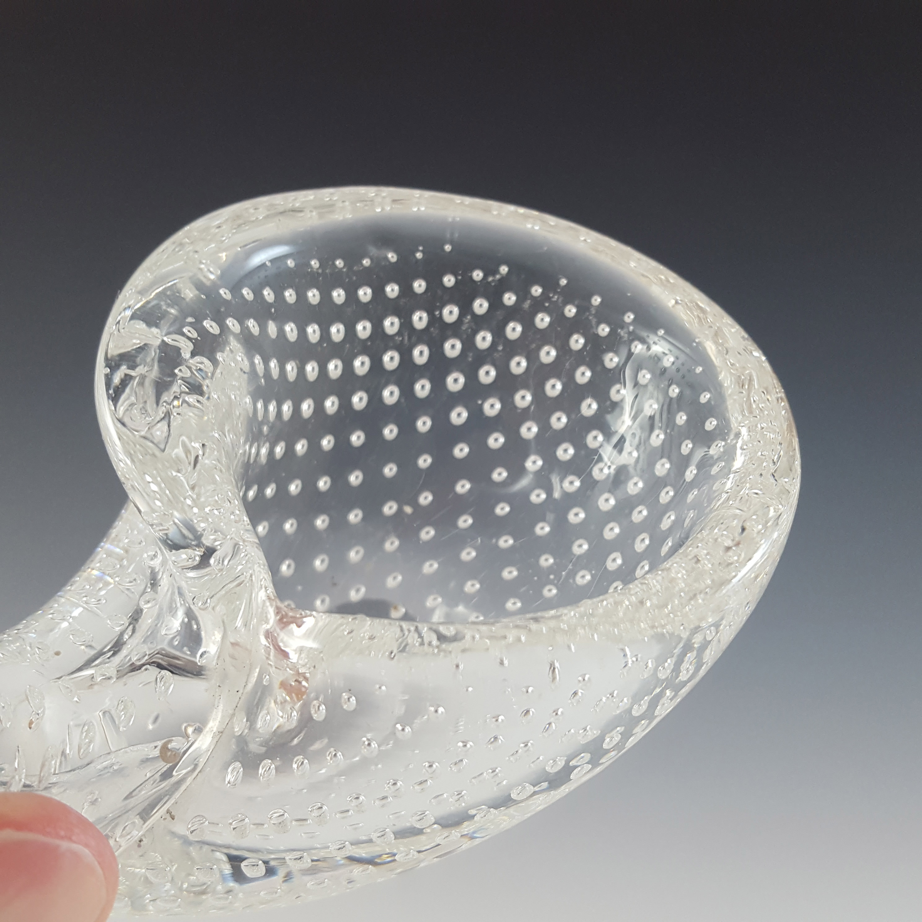 Archimede Seguso Murano Clear Glass Bubble Shell Bowl - Click Image to Close