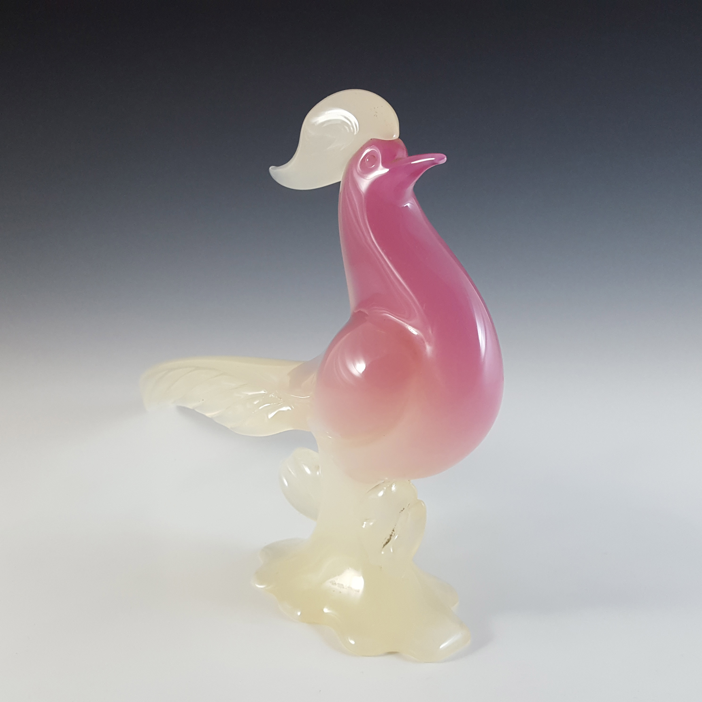 HUGE Archimede Seguso Alabastro Pink Murano Glass Bird - Click Image to Close