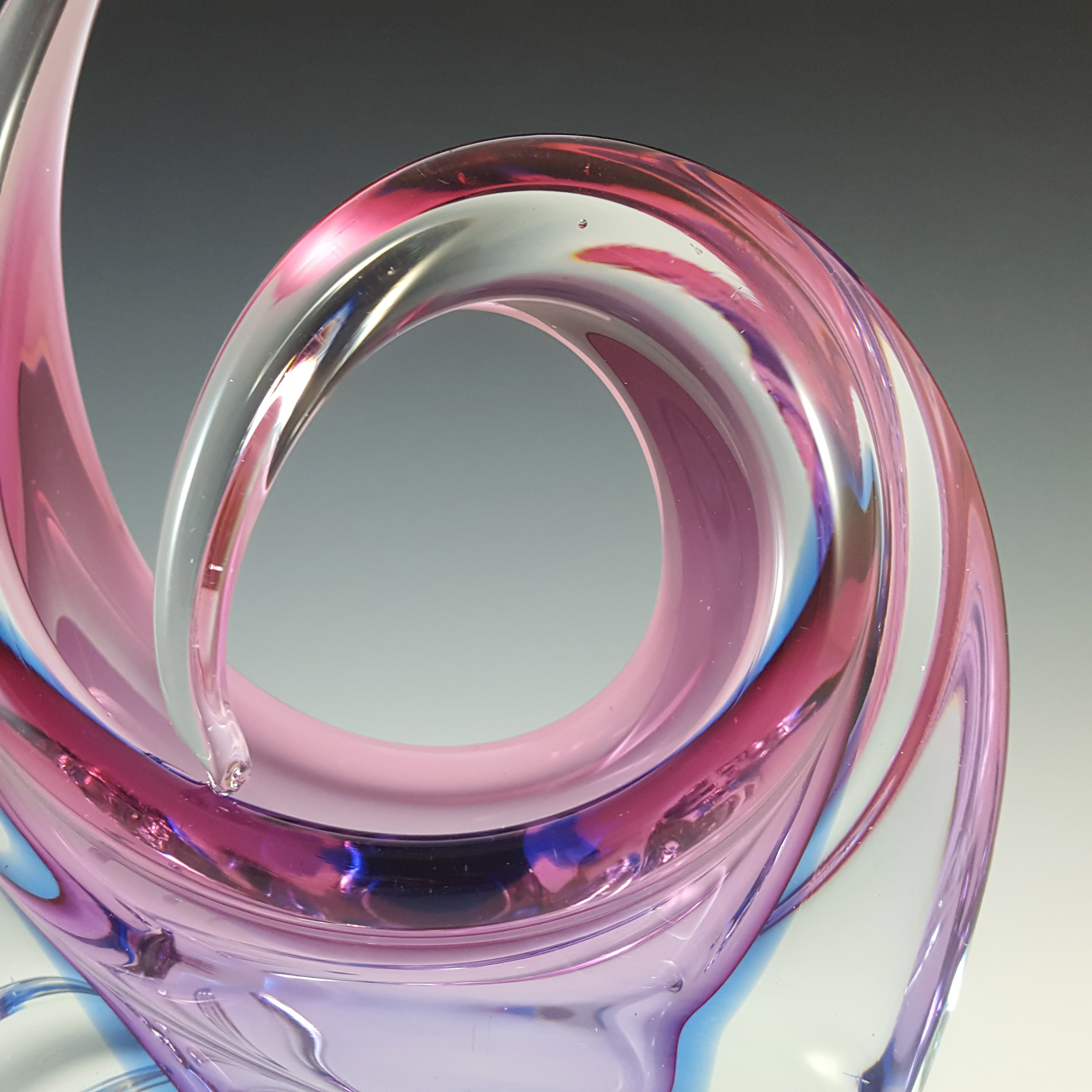 (image for) Arte Nuova Pustetto & Zanetti Murano Pink & Blue Sommerso Glass Sculpture - Click Image to Close