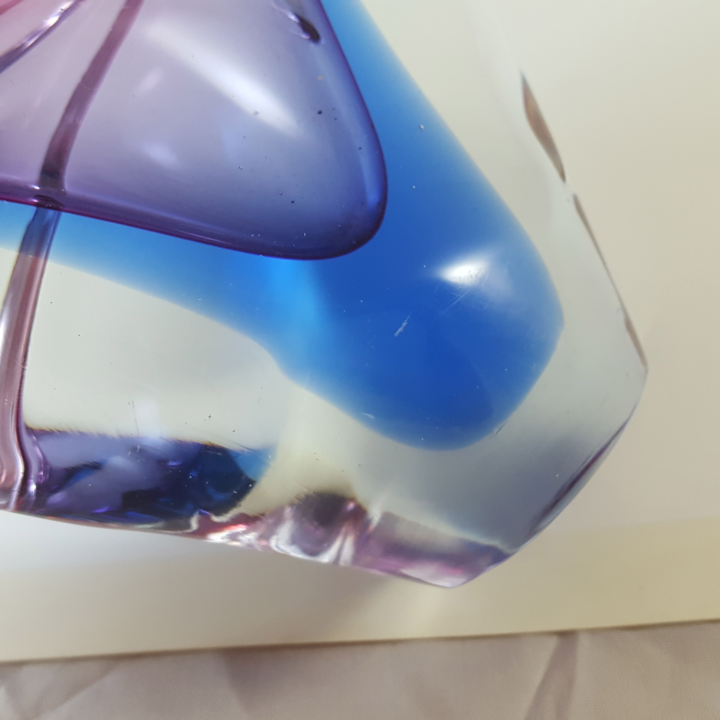 (image for) Arte Nuova Pustetto & Zanetti Murano Pink & Blue Sommerso Glass Sculpture - Click Image to Close