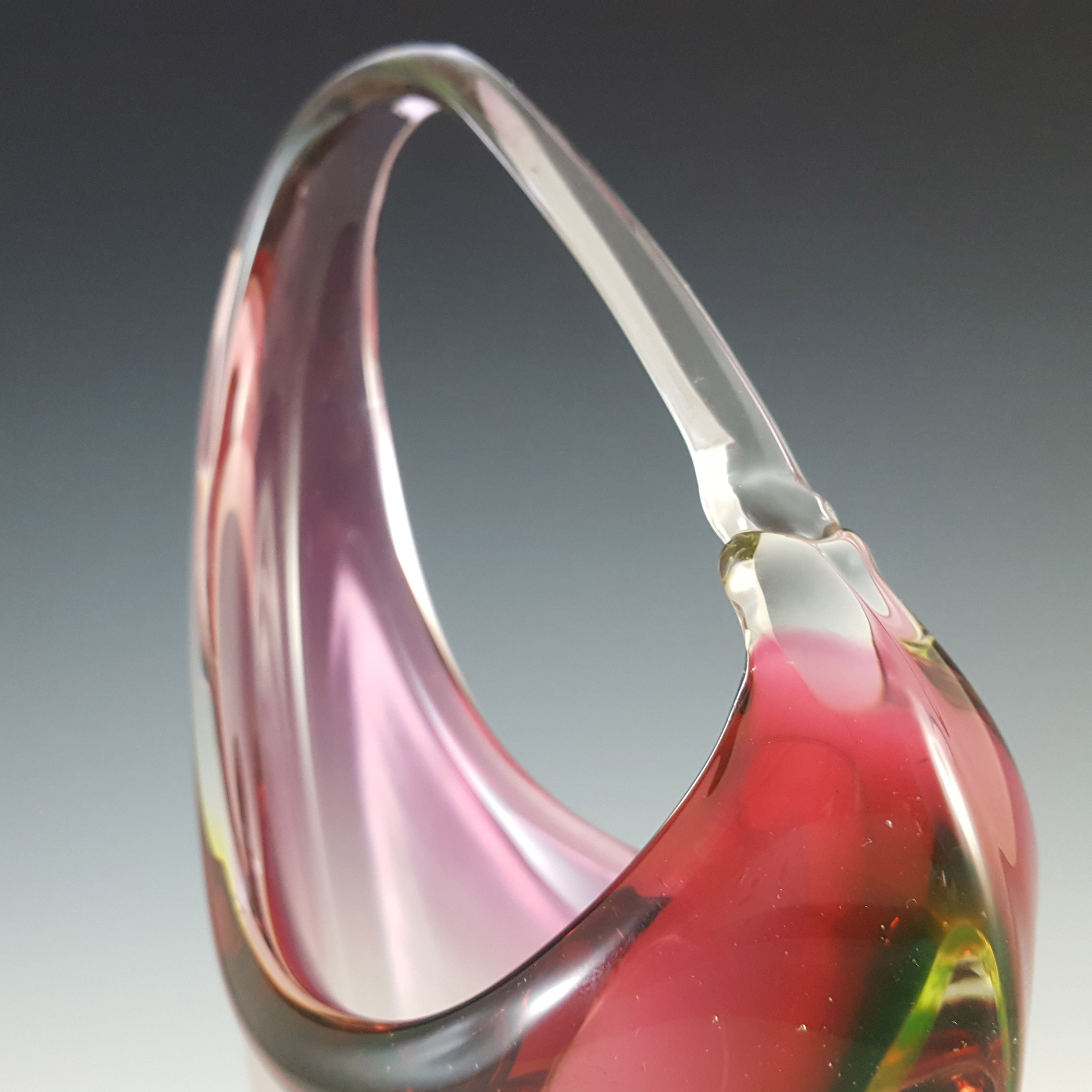 Arte Nuova Pustetto & Zanetti Murano Pink & Uranium Sommerso Glass Vase - Click Image to Close