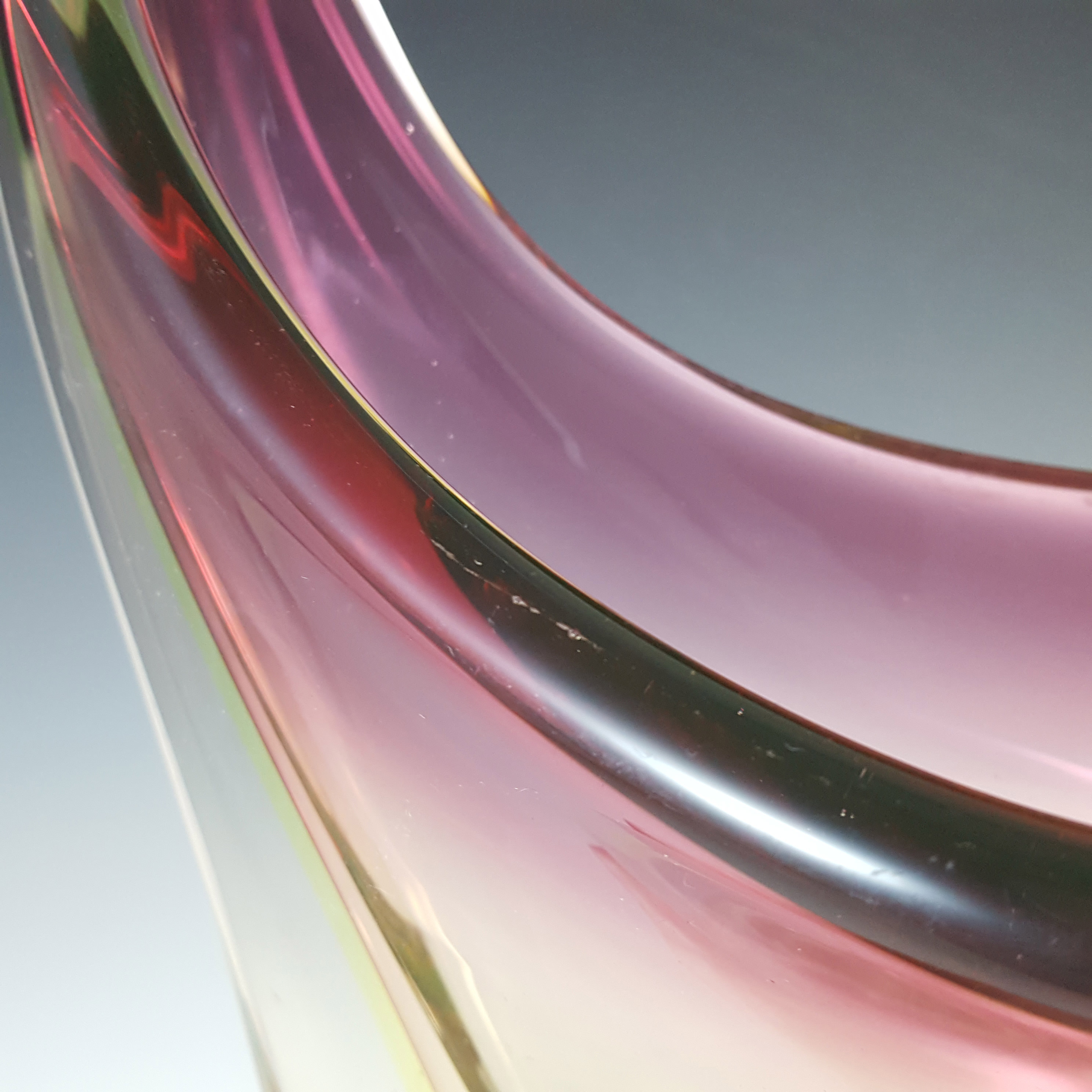 Arte Nuova Pustetto & Zanetti Murano Pink & Uranium Sommerso Glass Vase - Click Image to Close