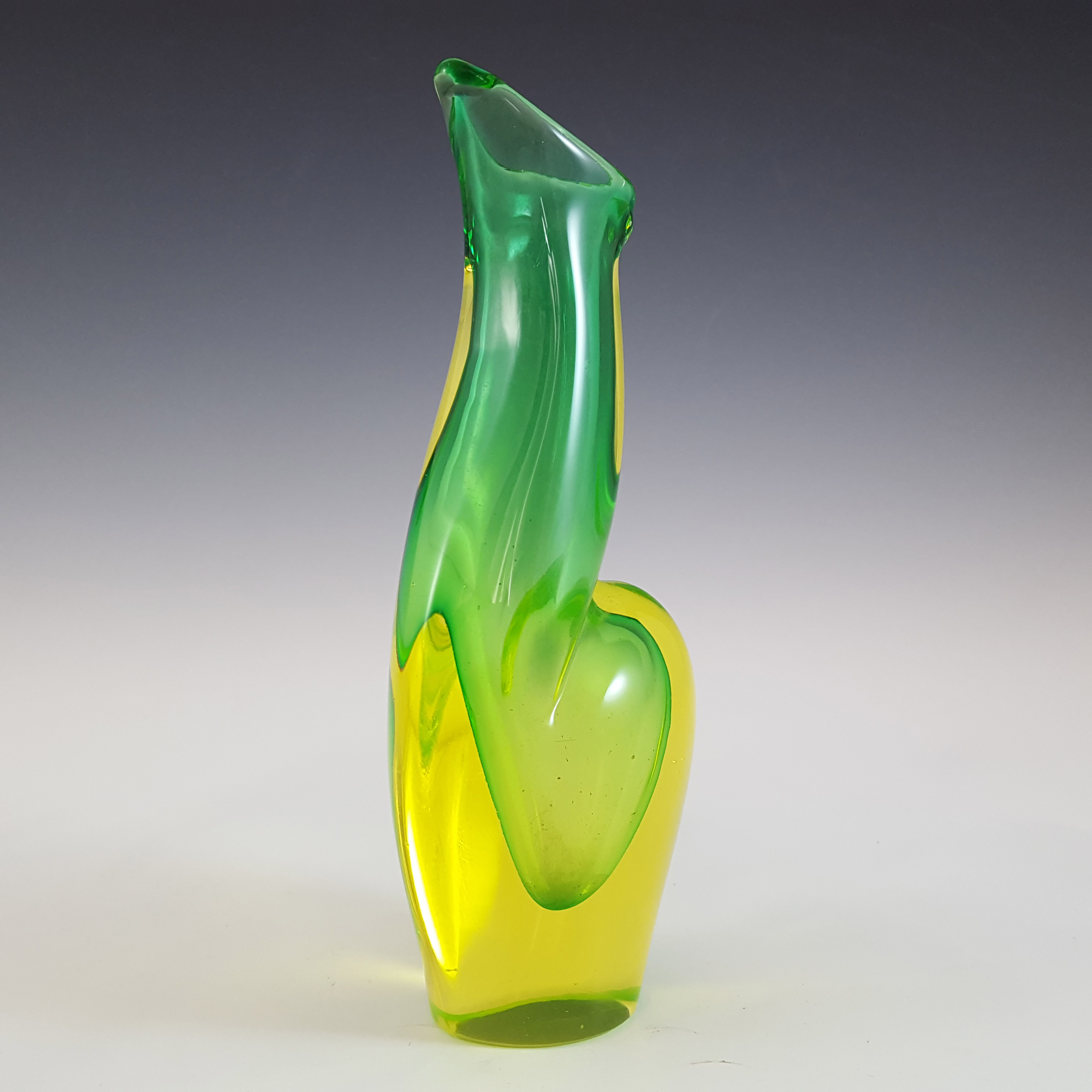 Arte Nuova Pustetto & Zanetti Murano Uranium Green Sommerso Glass Vase - Click Image to Close