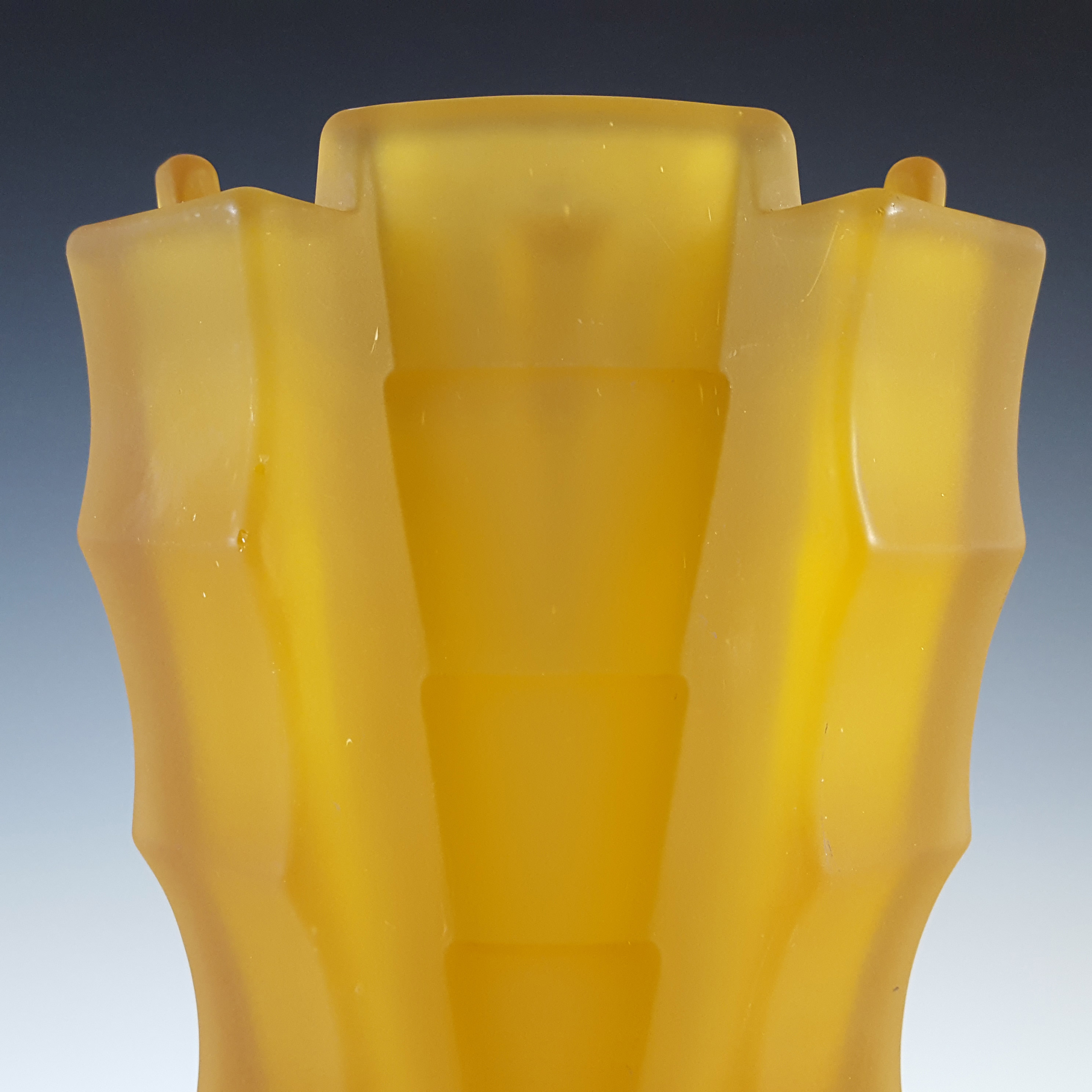 Bagley #3007 Art Deco 8.5" Vintage Amber Glass 'Bamboo' Vase - Click Image to Close