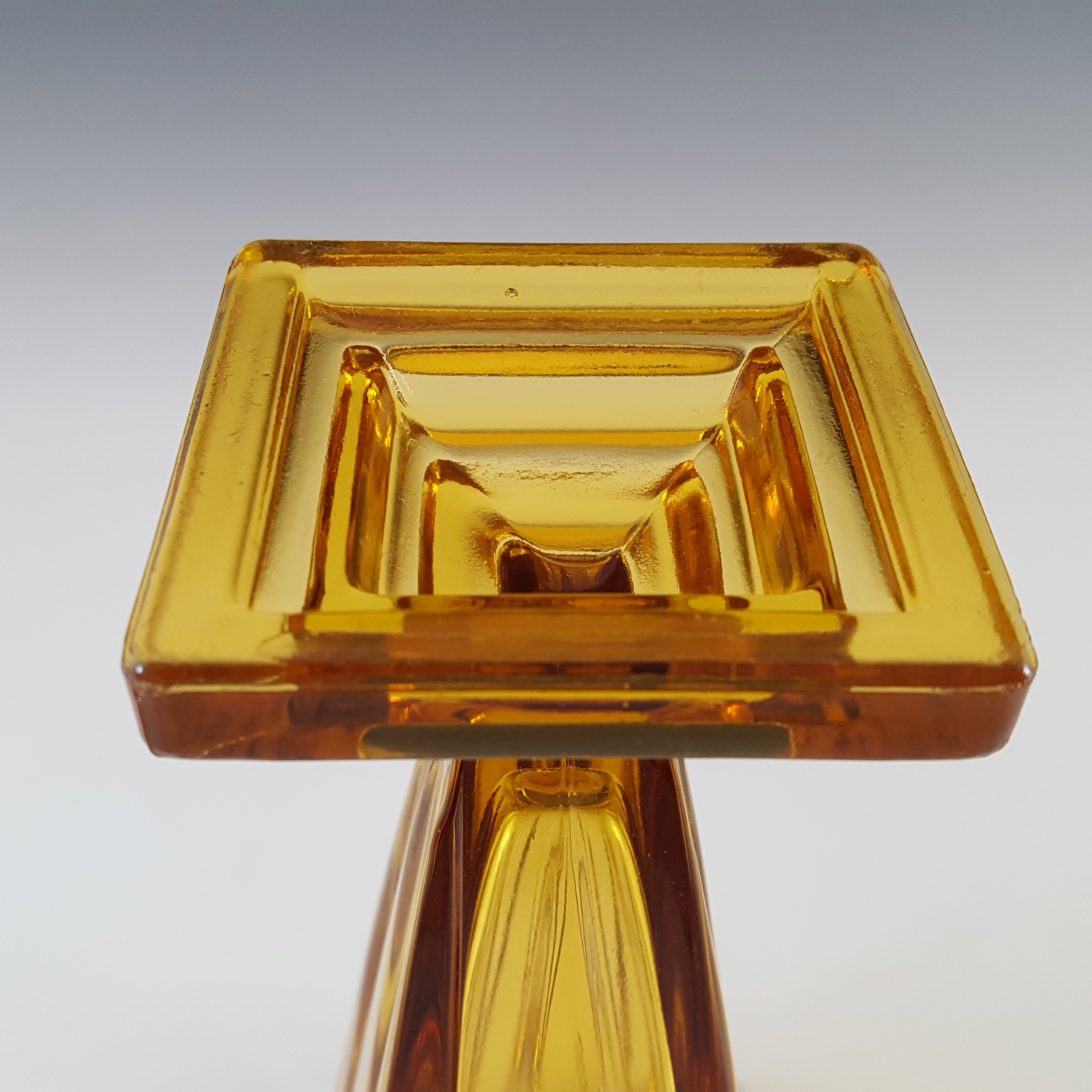 (image for) Bagley #1333 Art Deco 7.5" Vintage Amber Glass 'Wyndham' Vase - Click Image to Close