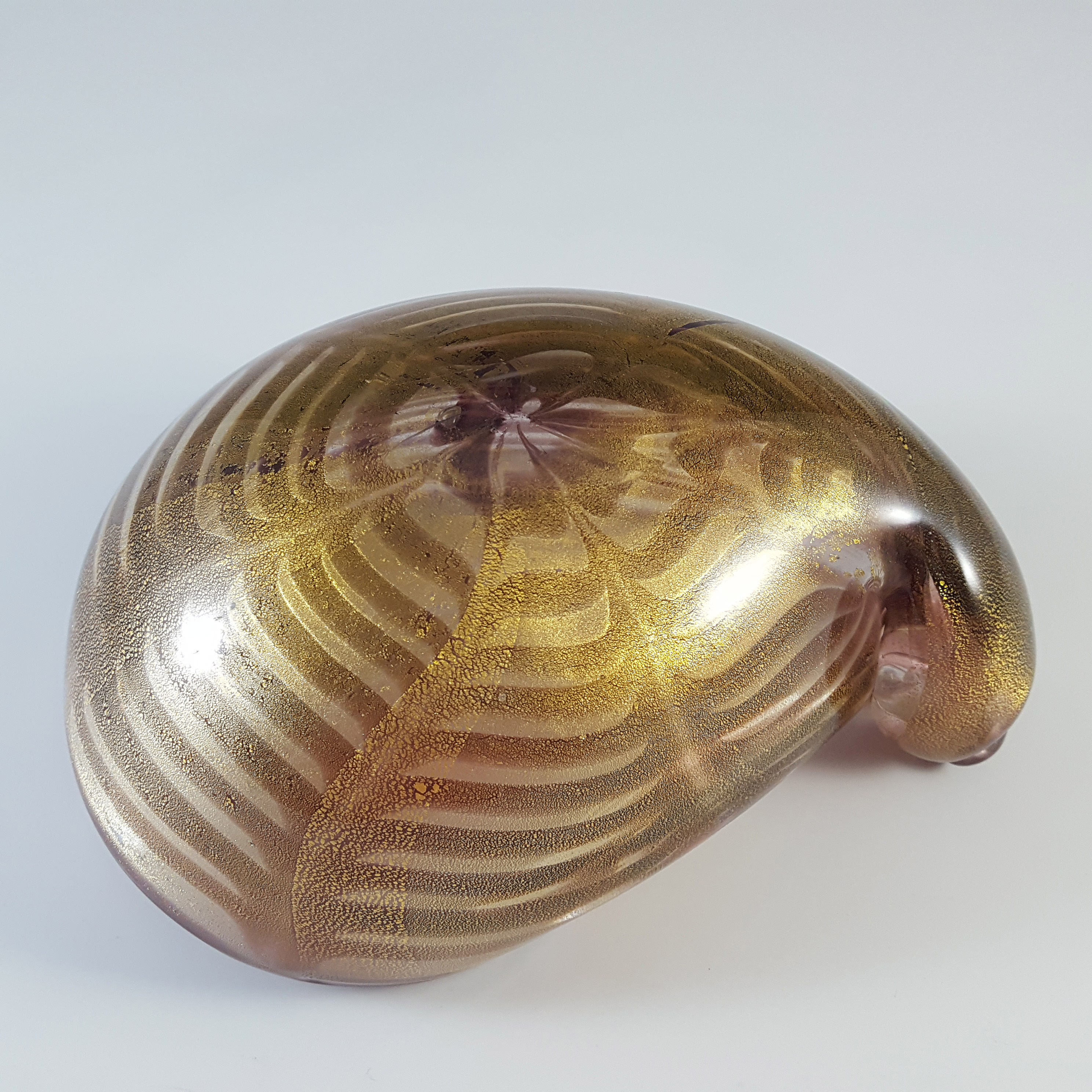 Barovier & Toso 'Graffati' Murano Gold Leaf Purple Glass Bowl - Click Image to Close