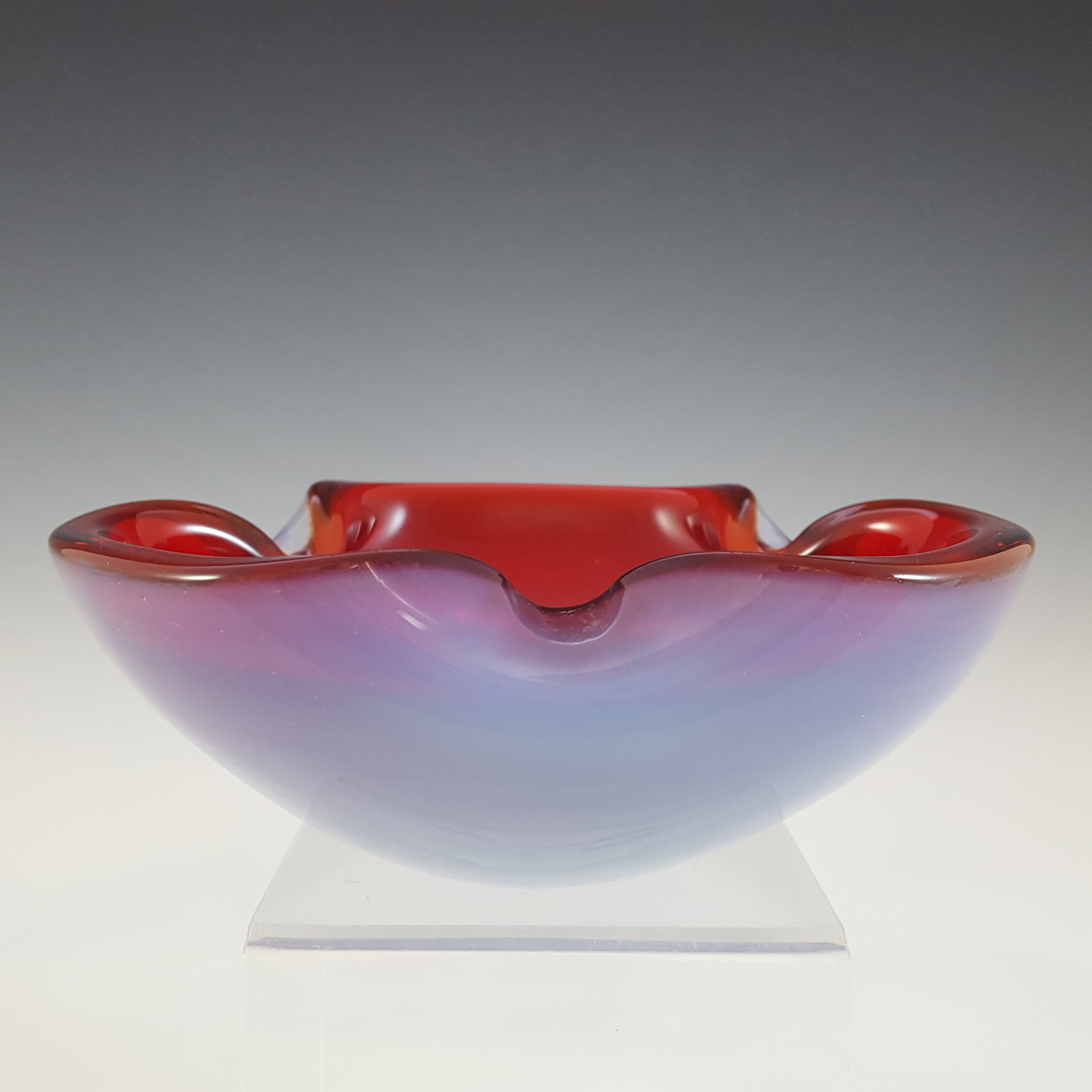 (image for) Murano Biomorphic Red + Opalescent Glass Bowl / Ashtray - Click Image to Close