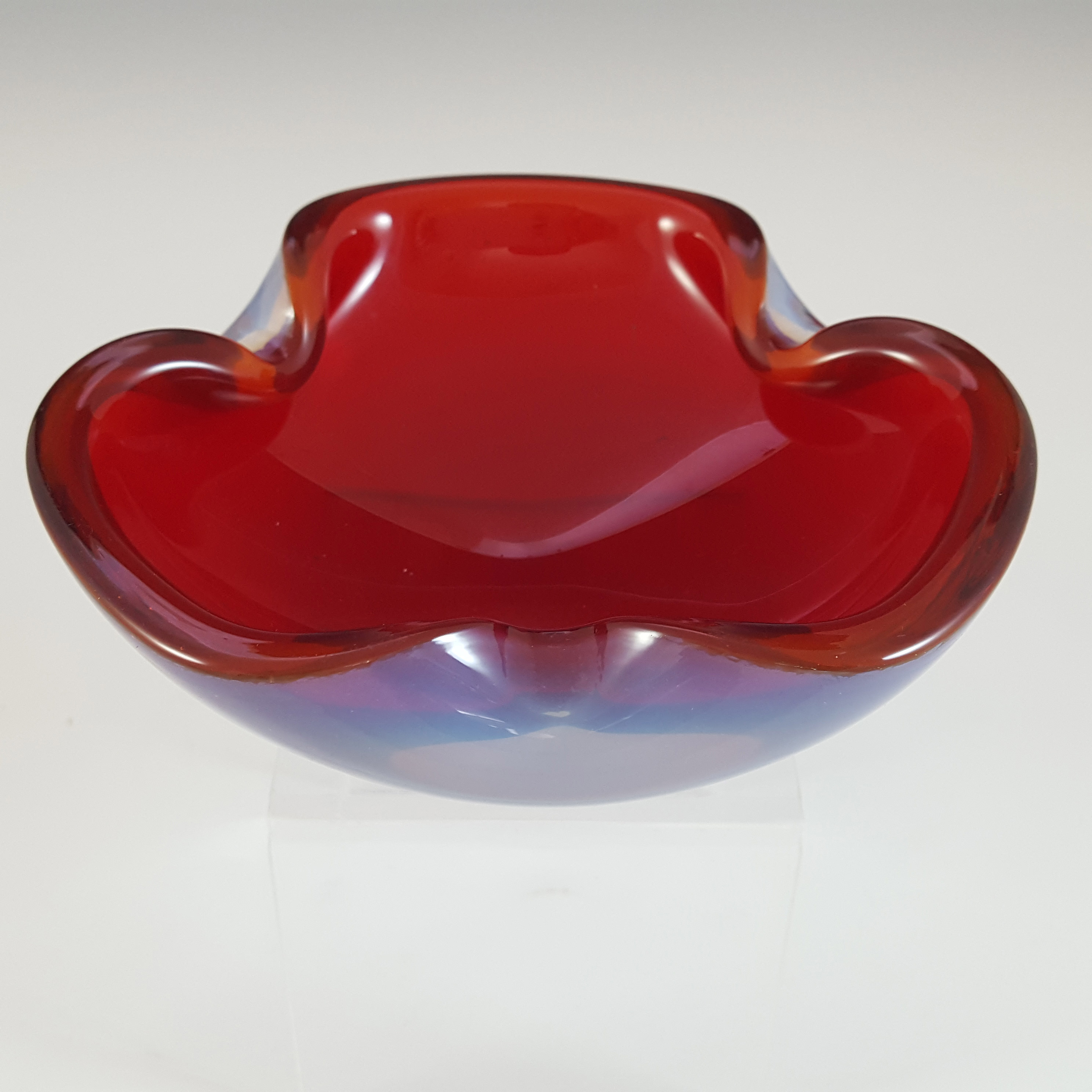 (image for) Murano Biomorphic Red + Opalescent Glass Bowl / Ashtray - Click Image to Close