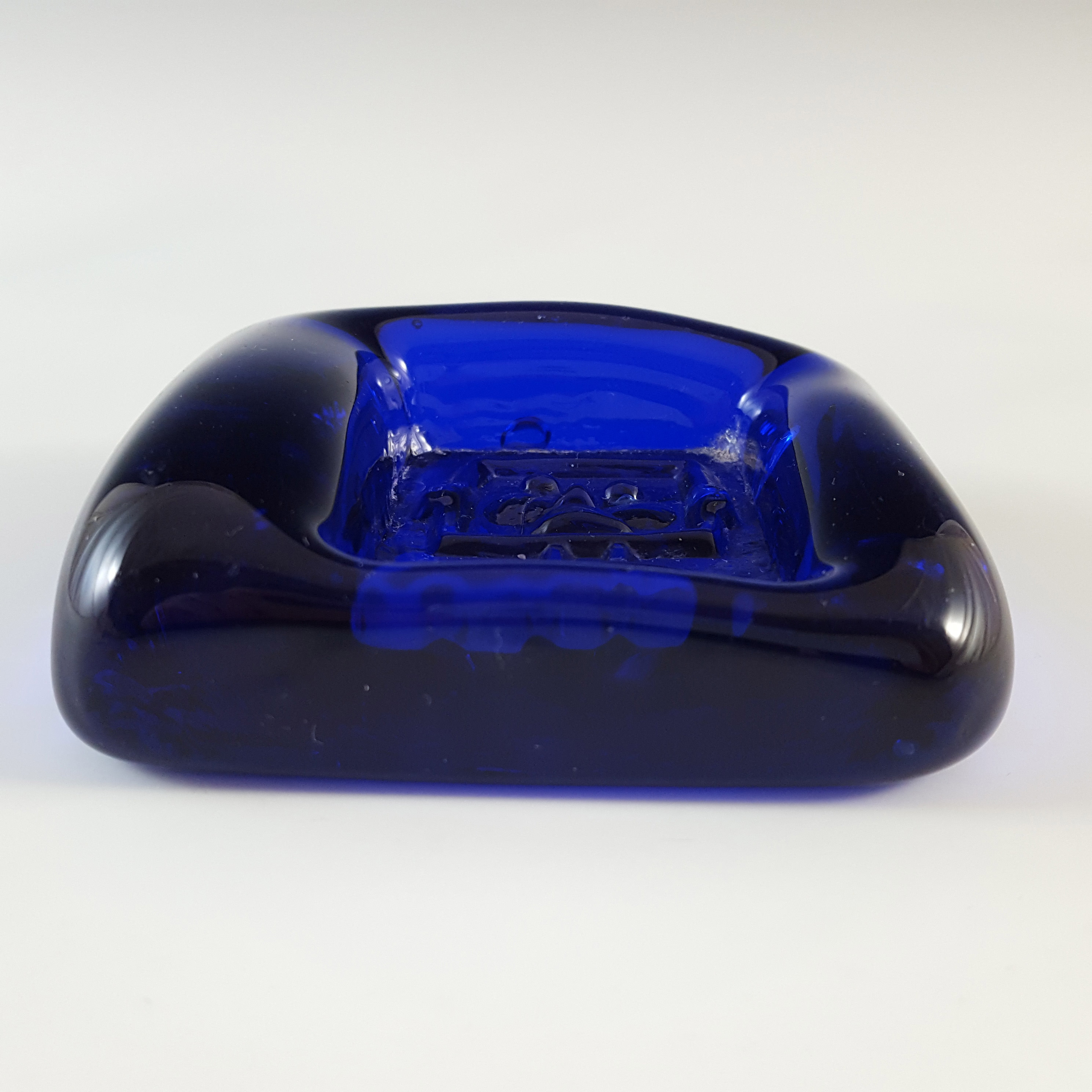 Boda Vintage Swedish Blue Glass Robot Bowl by Erik Hoglund - Click Image to Close