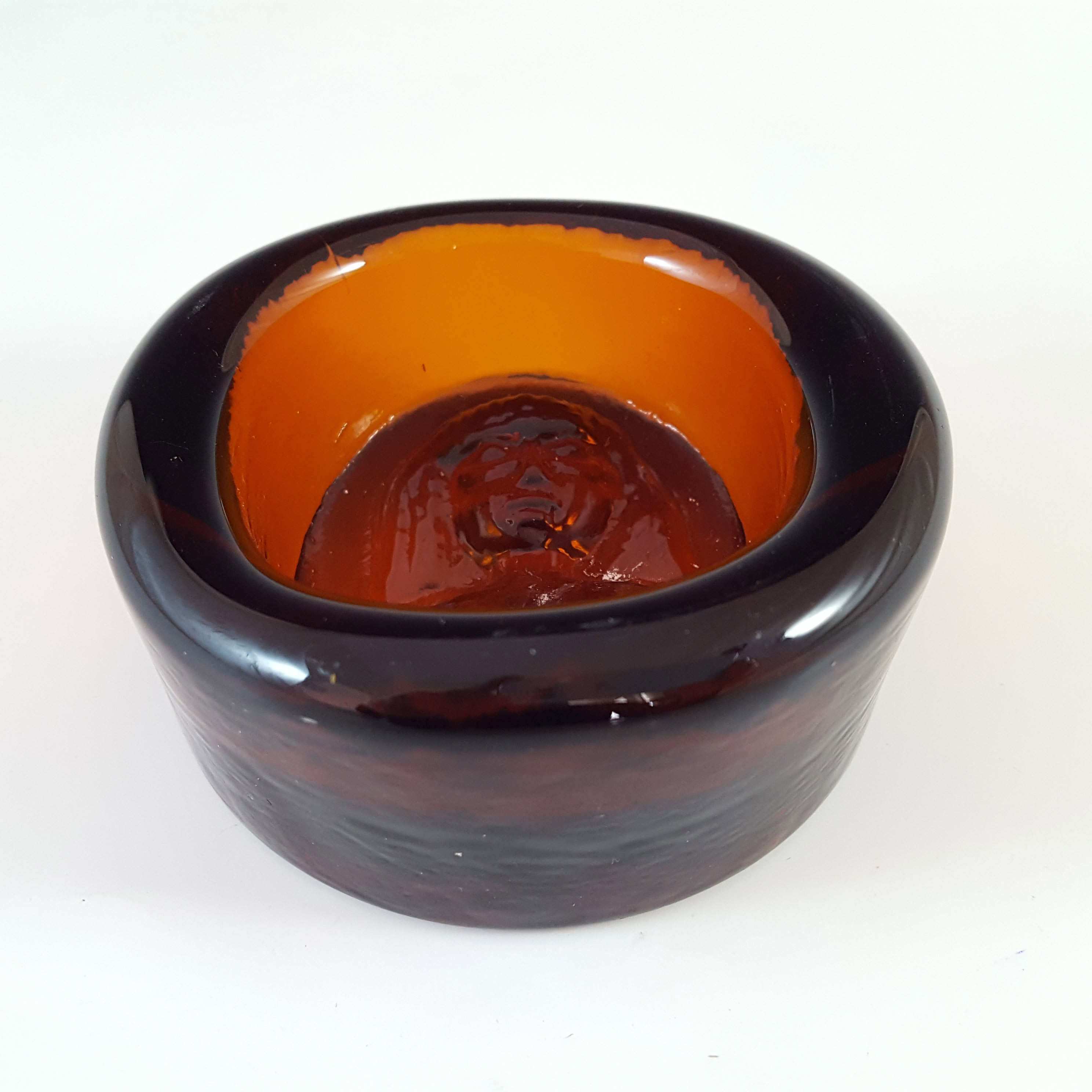 (image for) Boda Vintage Amber Glass Nude Lady "Eve" Bowl by Erik Hoglund - Click Image to Close