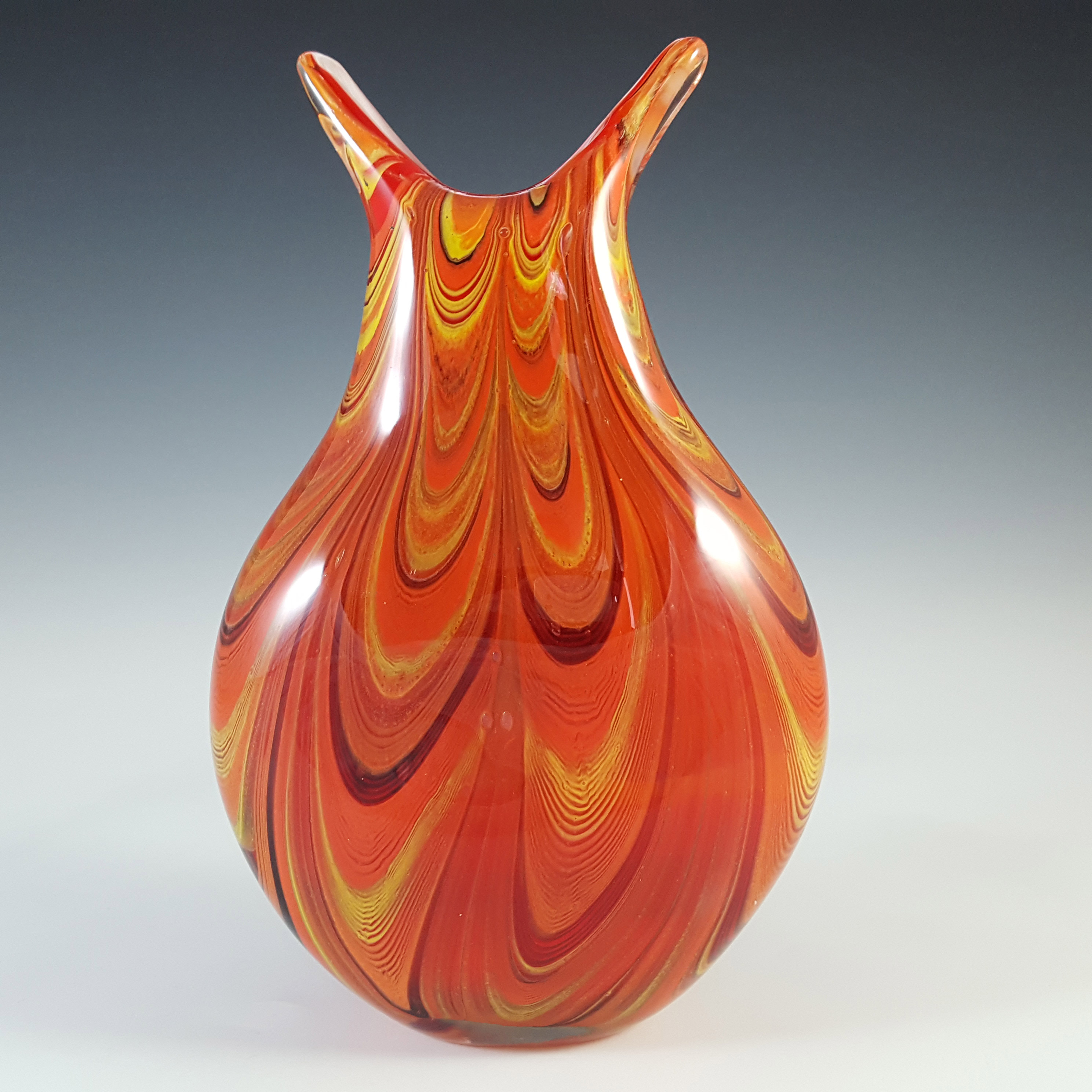 L. Dal Borgo Orange Glass Vase, Signed & Labelled - Click Image to Close