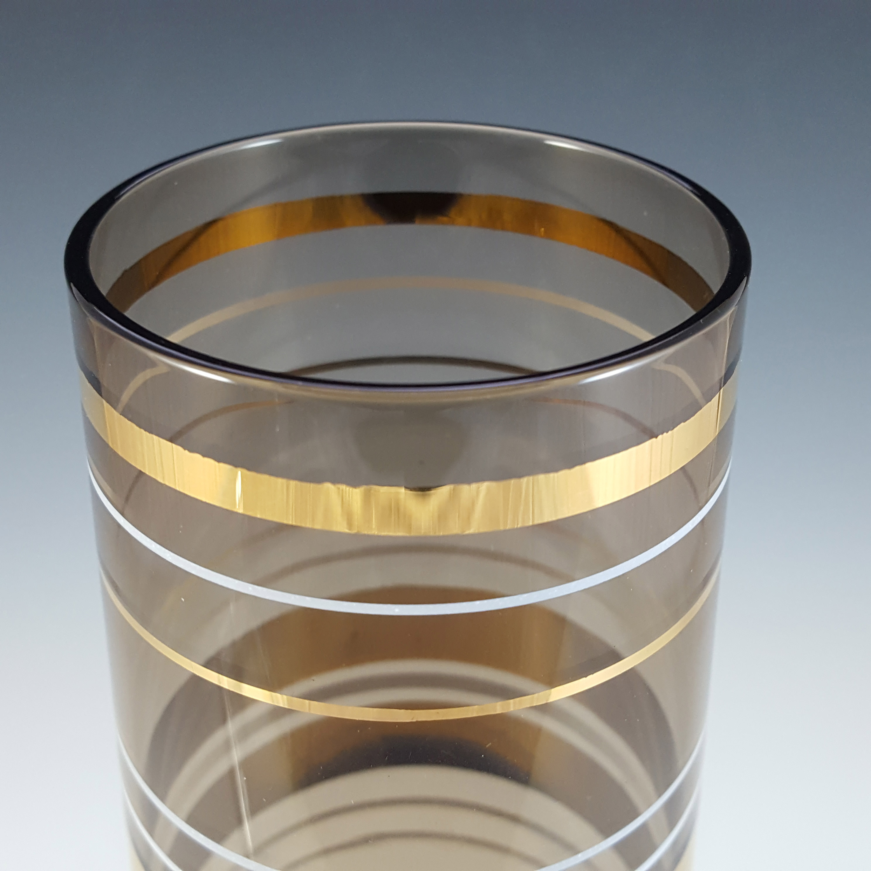(image for) Borske Sklo Vintage Czech Brown Glass Cylindrical Vase - Click Image to Close