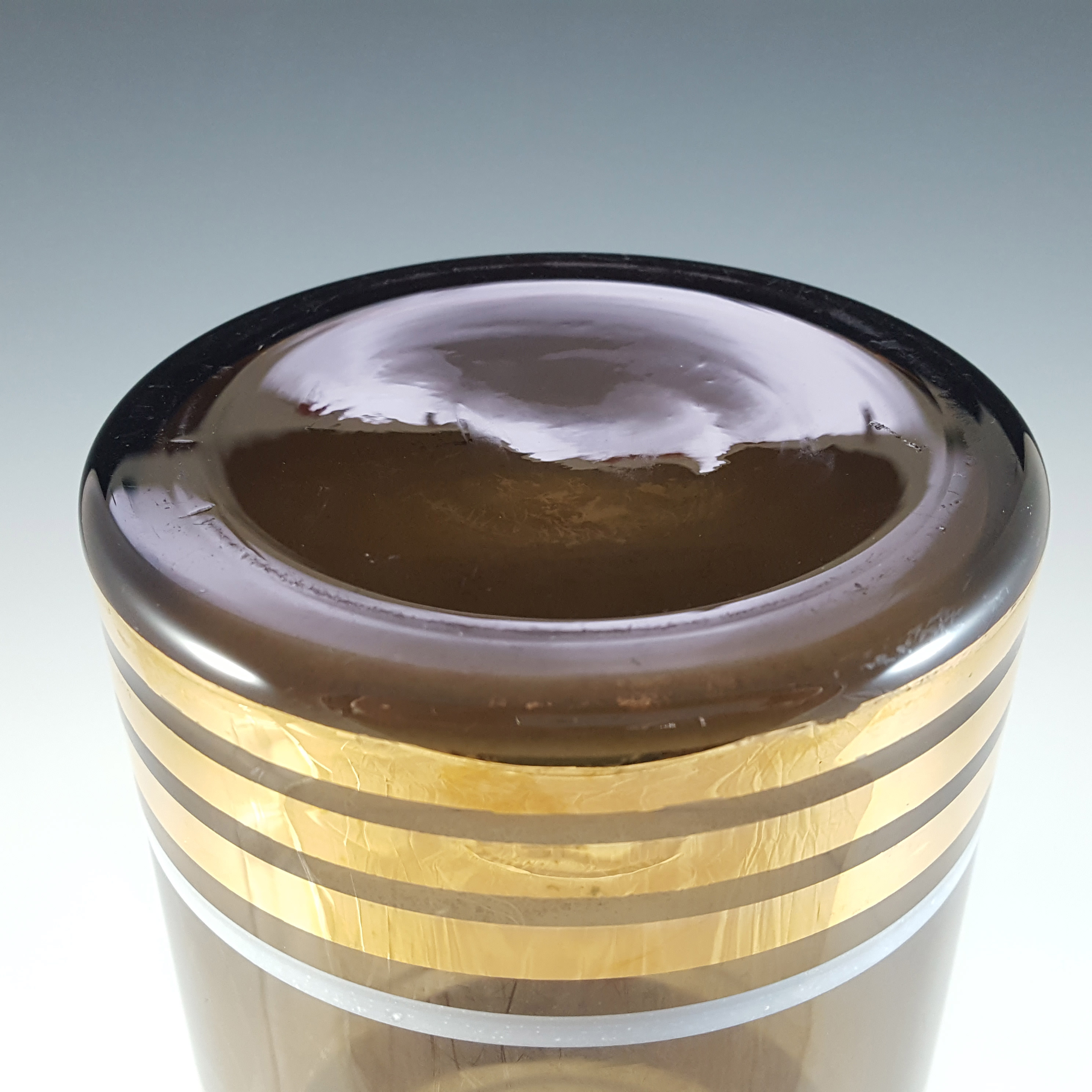 (image for) Borske Sklo Vintage Czech Brown Glass Cylindrical Vase - Click Image to Close