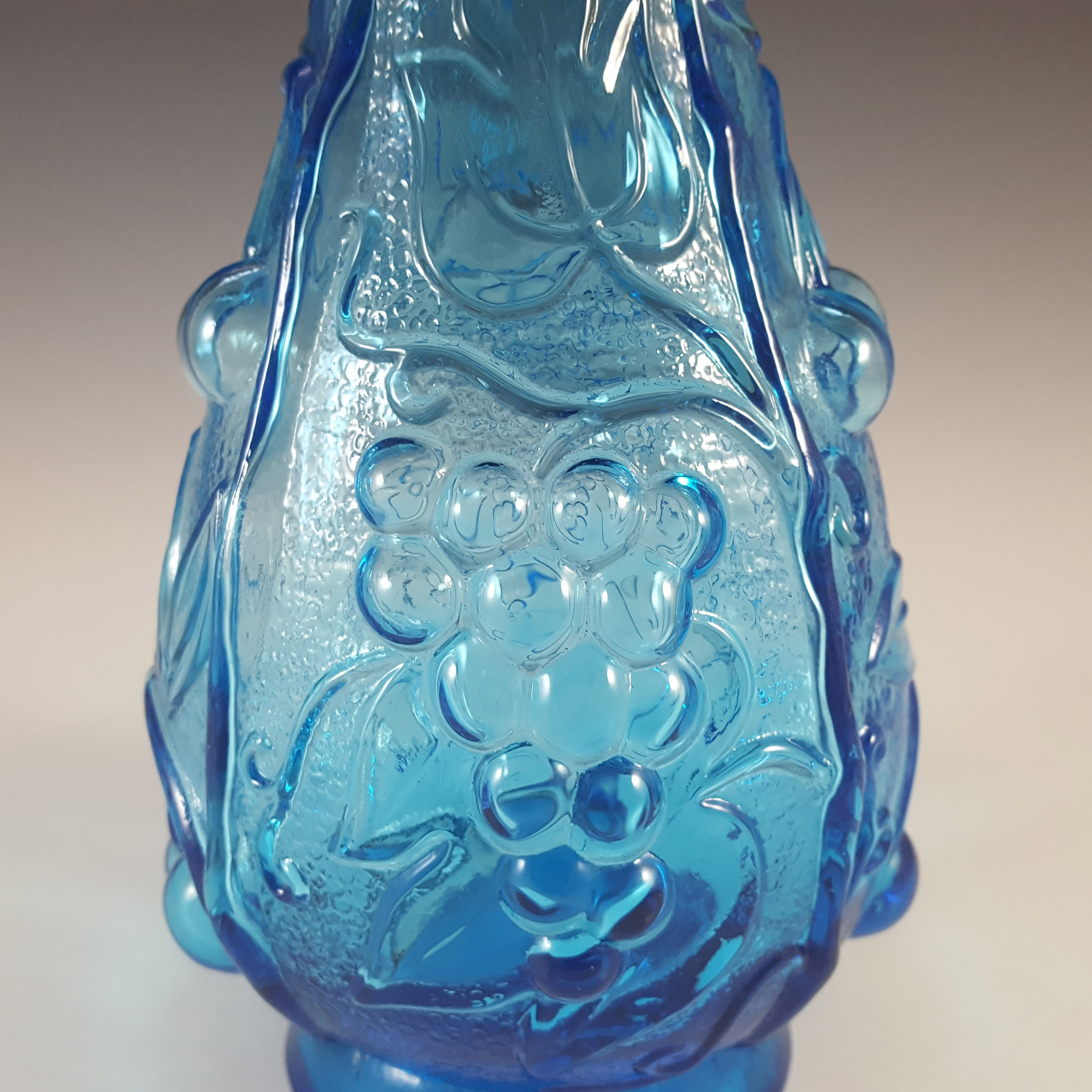 (image for) Empoli Italian Blue Glass 'Grapes' Genie Bottle / Decanter - Click Image to Close