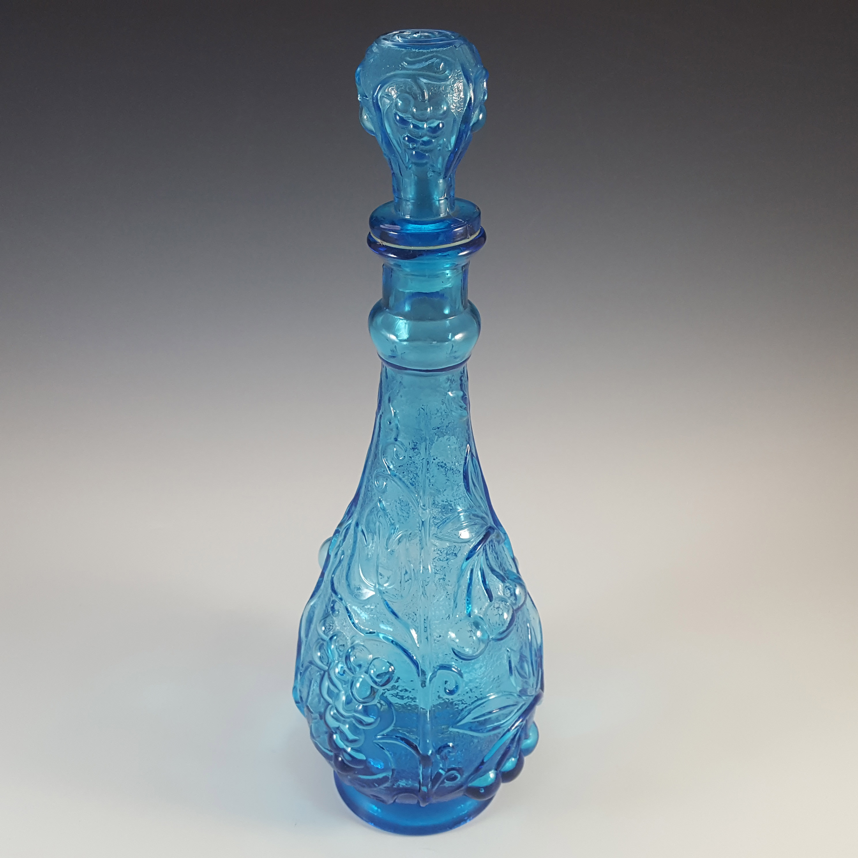 (image for) Empoli Italian Blue Glass 'Grapes' Genie Bottle / Decanter - Click Image to Close