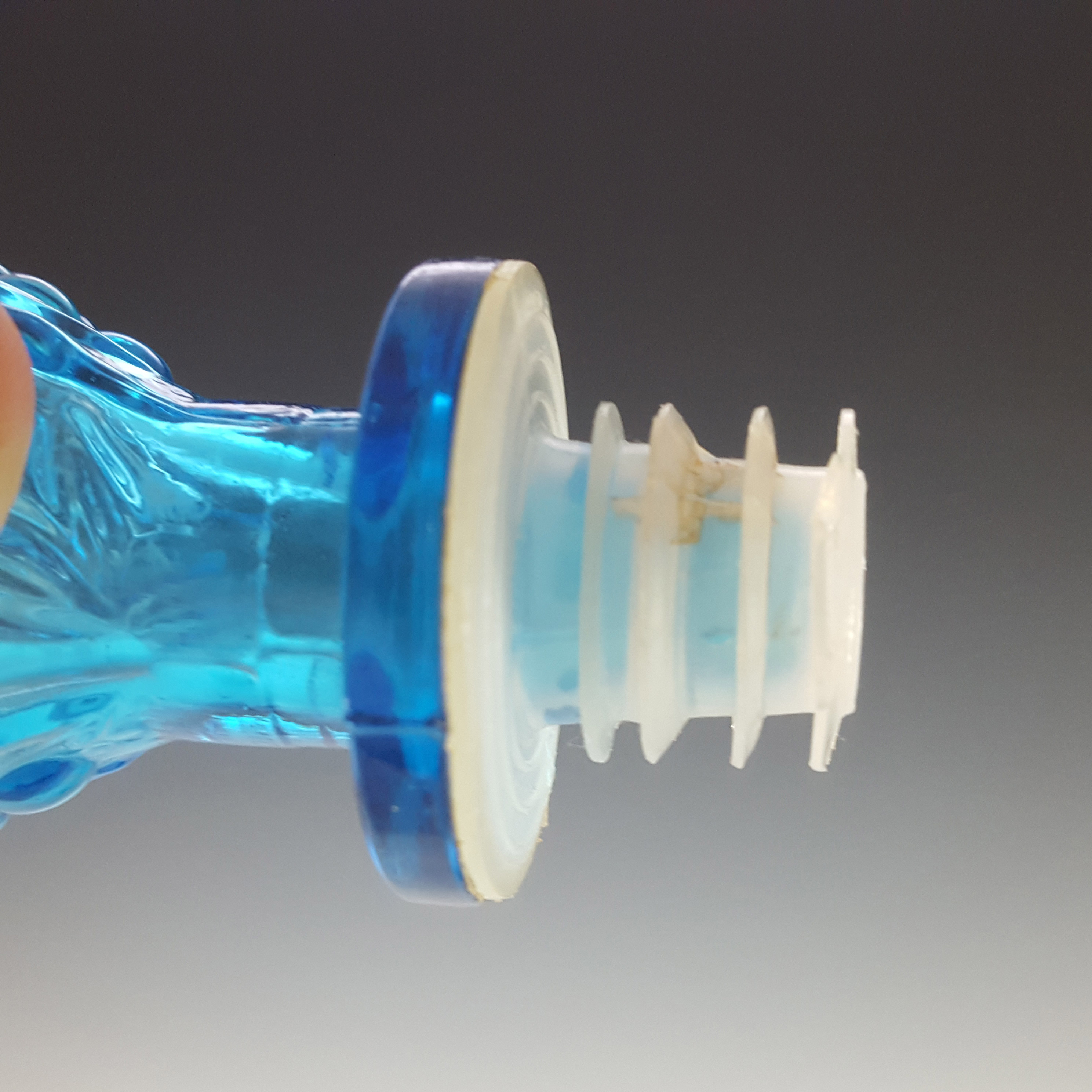 Empoli Italian Blue Glass 'Grapes' Genie Bottle / Decanter - Click Image to Close