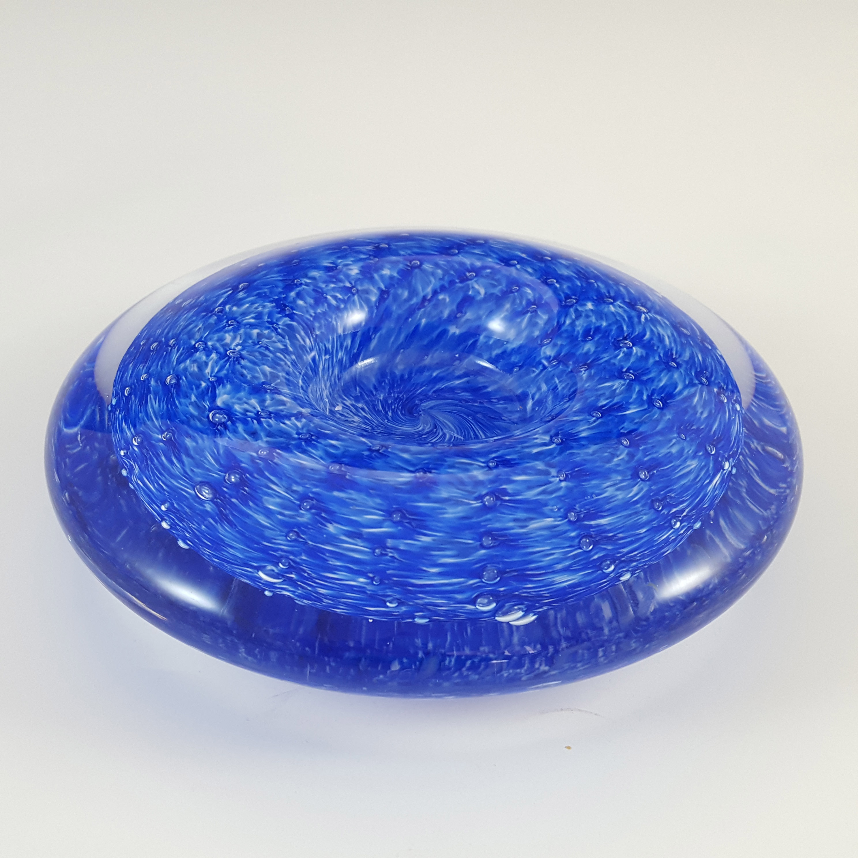 Blue Mottled Glass Controlled Bubble Candle Holder / Votive - Click Image to Close