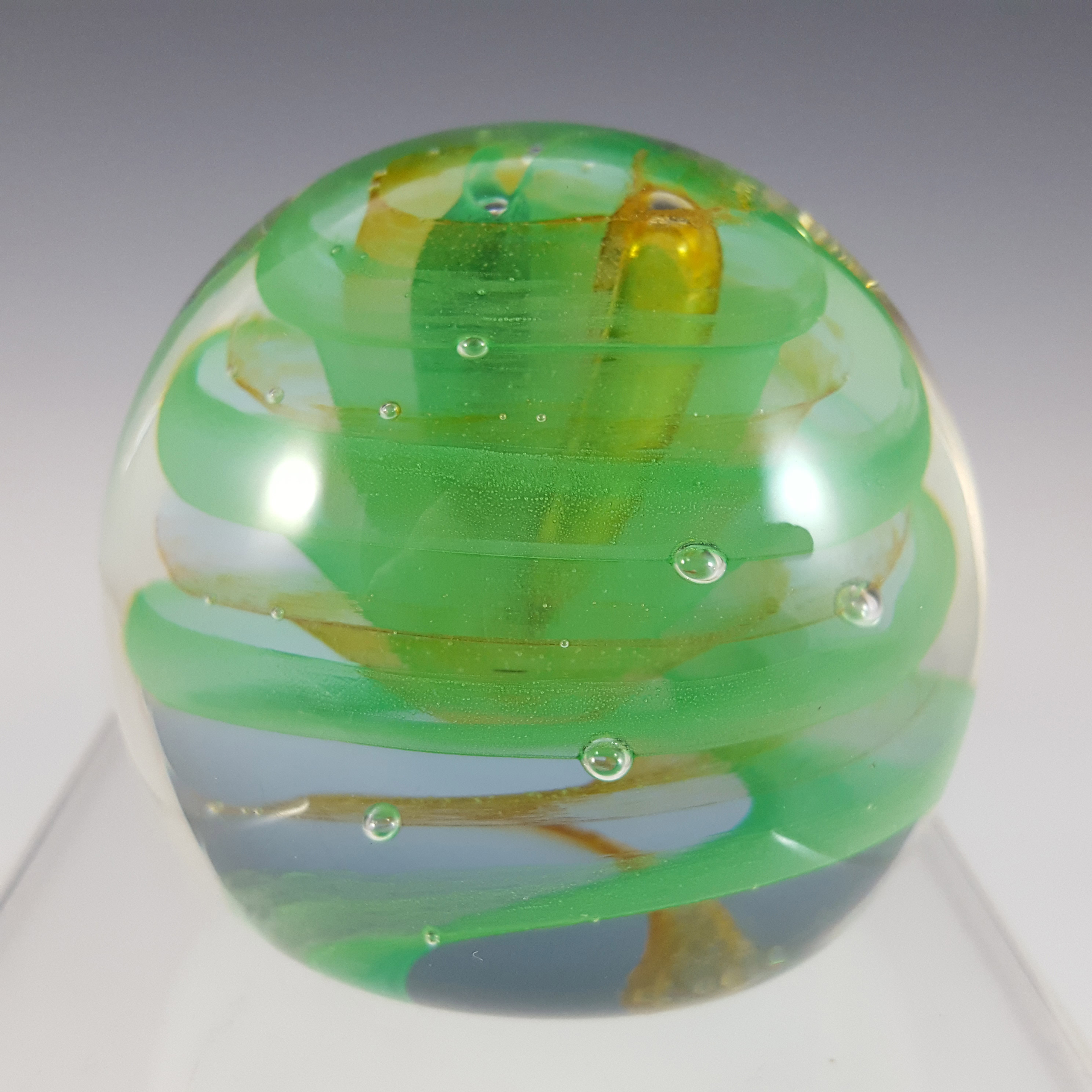 (image for) MARKED Caithness Vintage Green Glass "Twirl" Paperweight - Click Image to Close