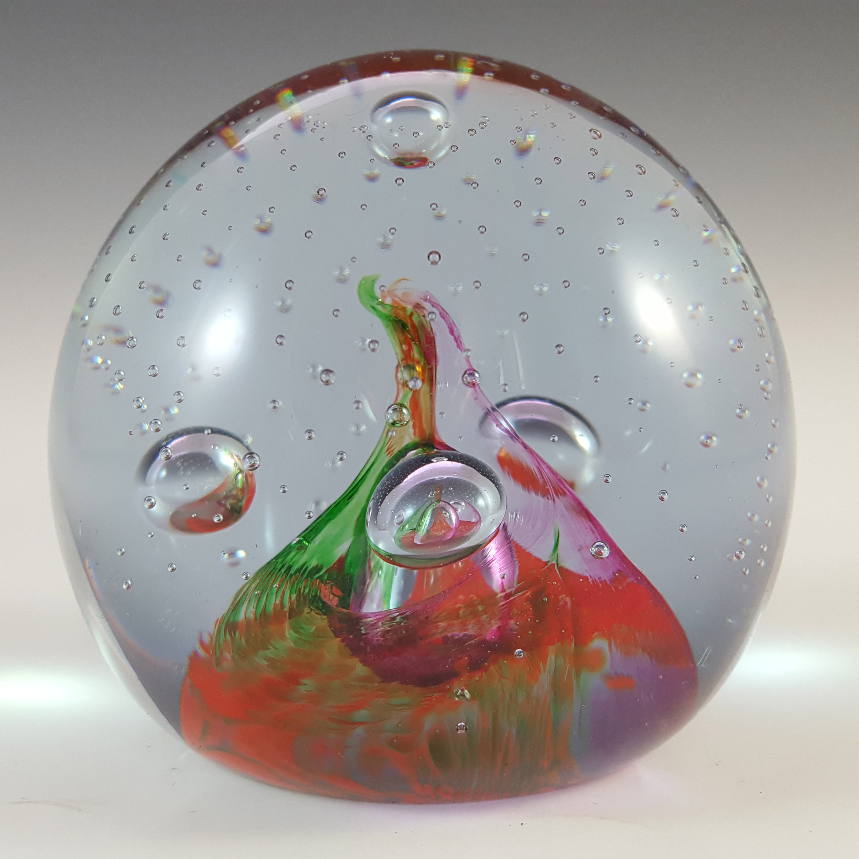 (image for) MARKED Caithness Green, Red & Pink Glass "Escapade" Paperweight - Click Image to Close