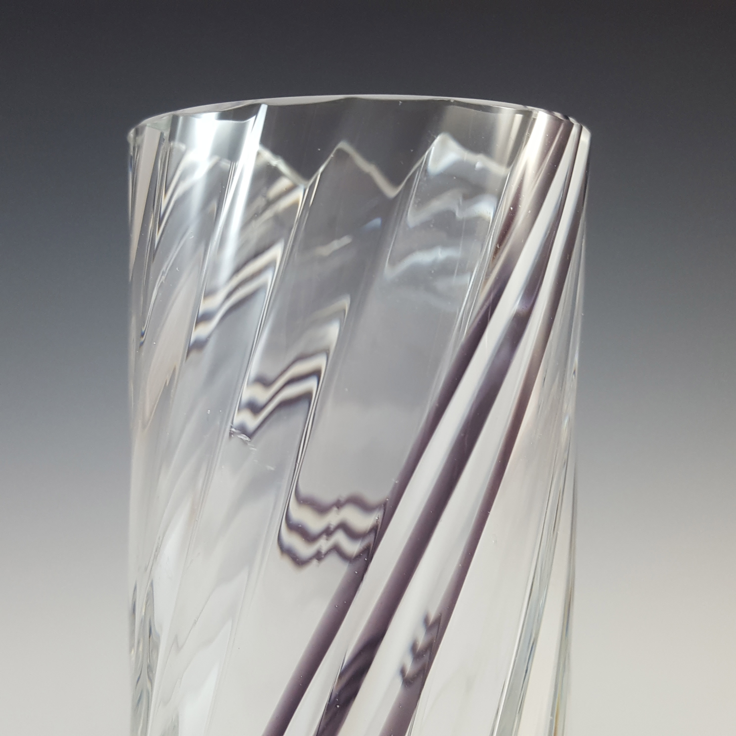 (image for) Caithness Vintage Black & White Glass 'Flamenco' Striped Vase - Click Image to Close