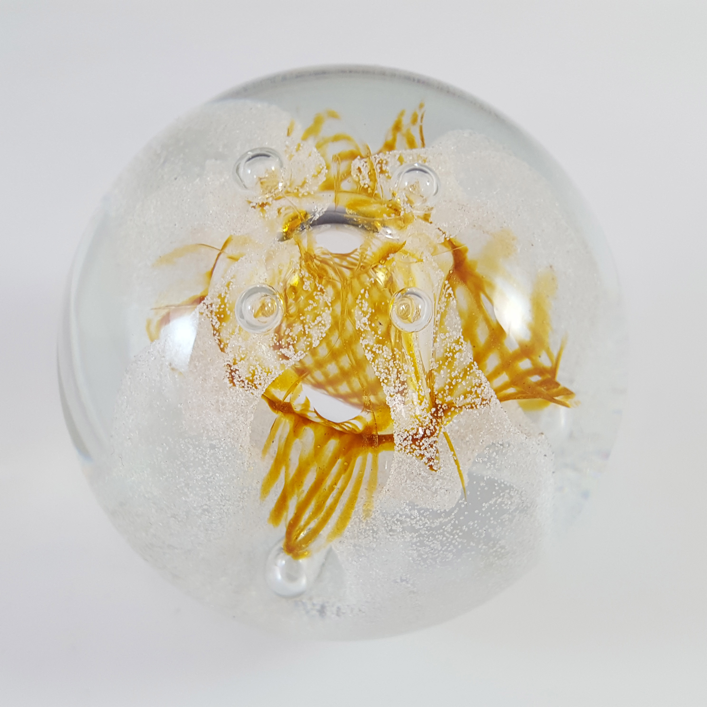 (image for) MARKED Caithness Orange & Clear Glass "Congratulations" Paperweight - Click Image to Close