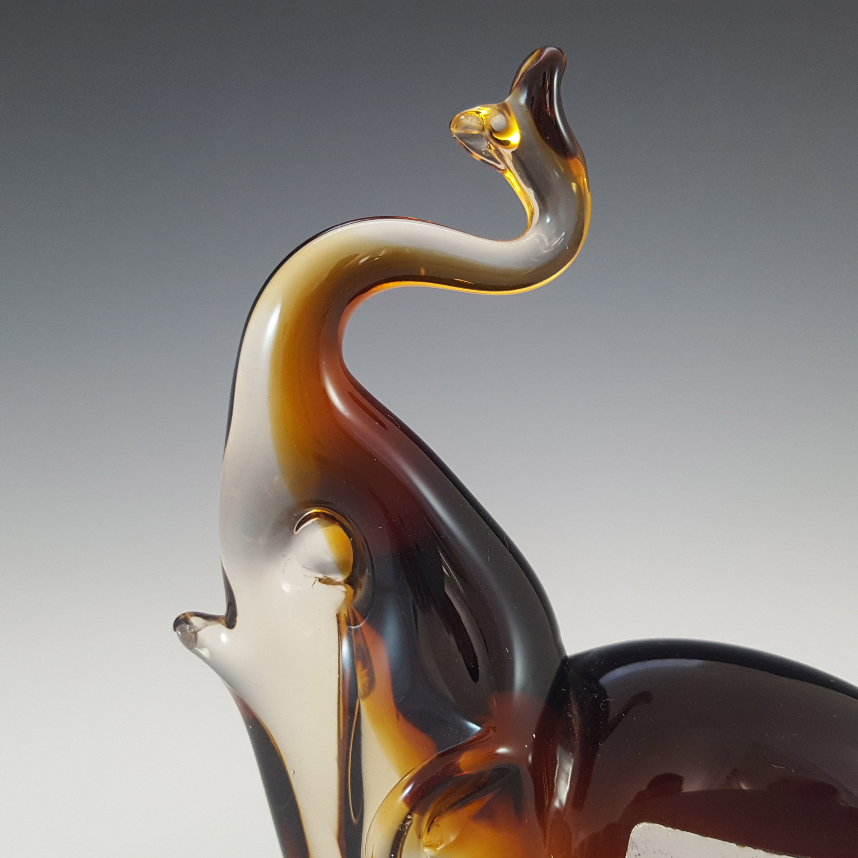 LABELLED Campanella Murano Brown Venetian Glass Elephant Figurine - Click Image to Close