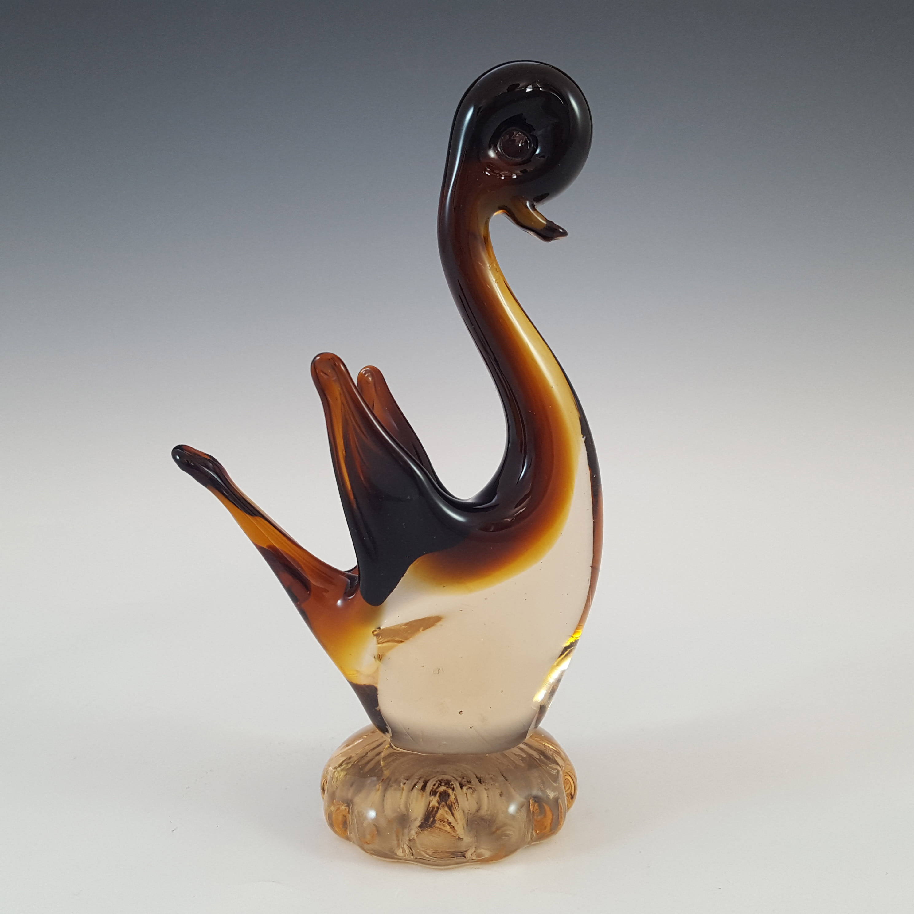 (image for) Campanella Murano Vintage Brown Venetian Glass Swan Figurine - Click Image to Close