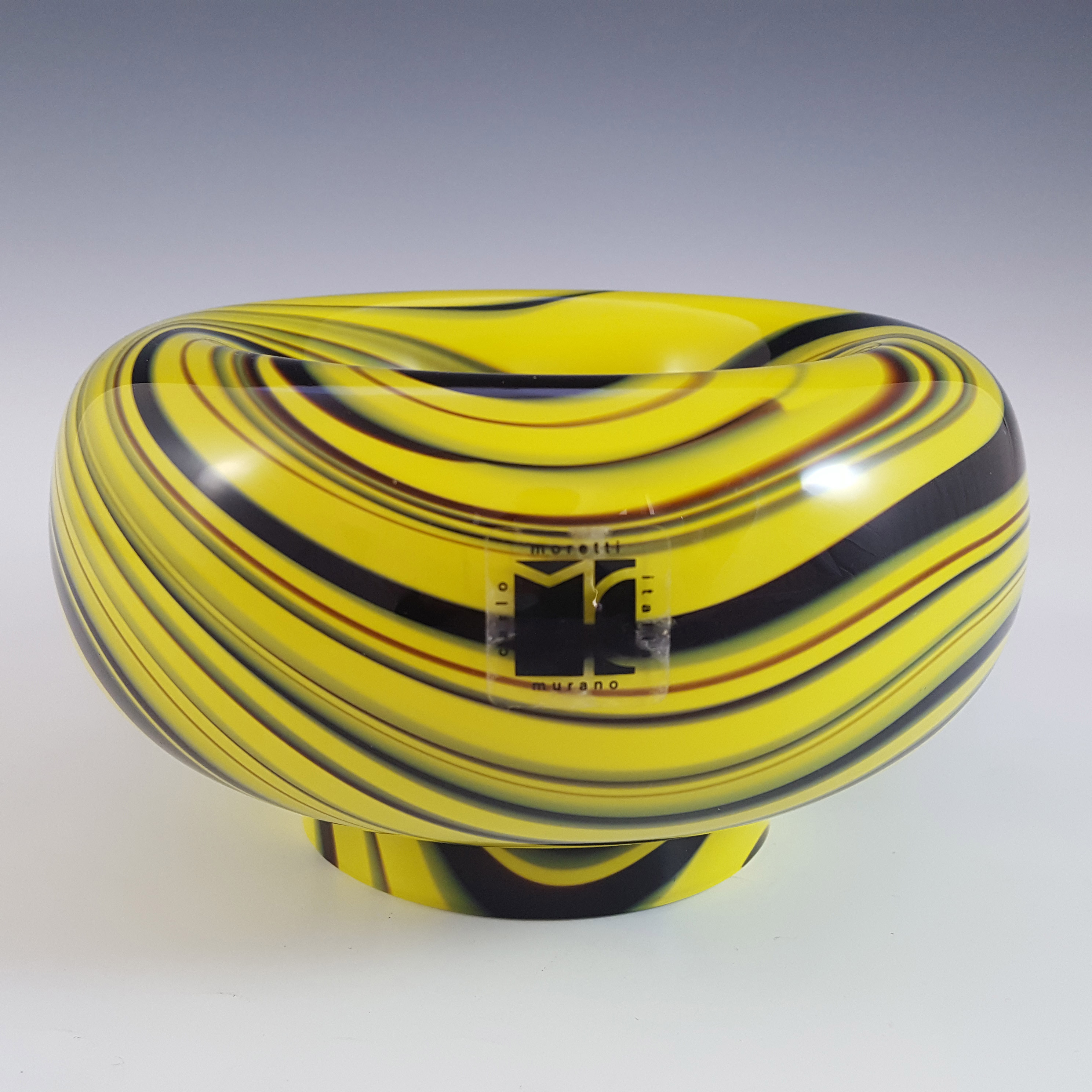 (image for) LABELLED Carlo Moretti Yellow & Brown Murano Glass Bowl - Click Image to Close