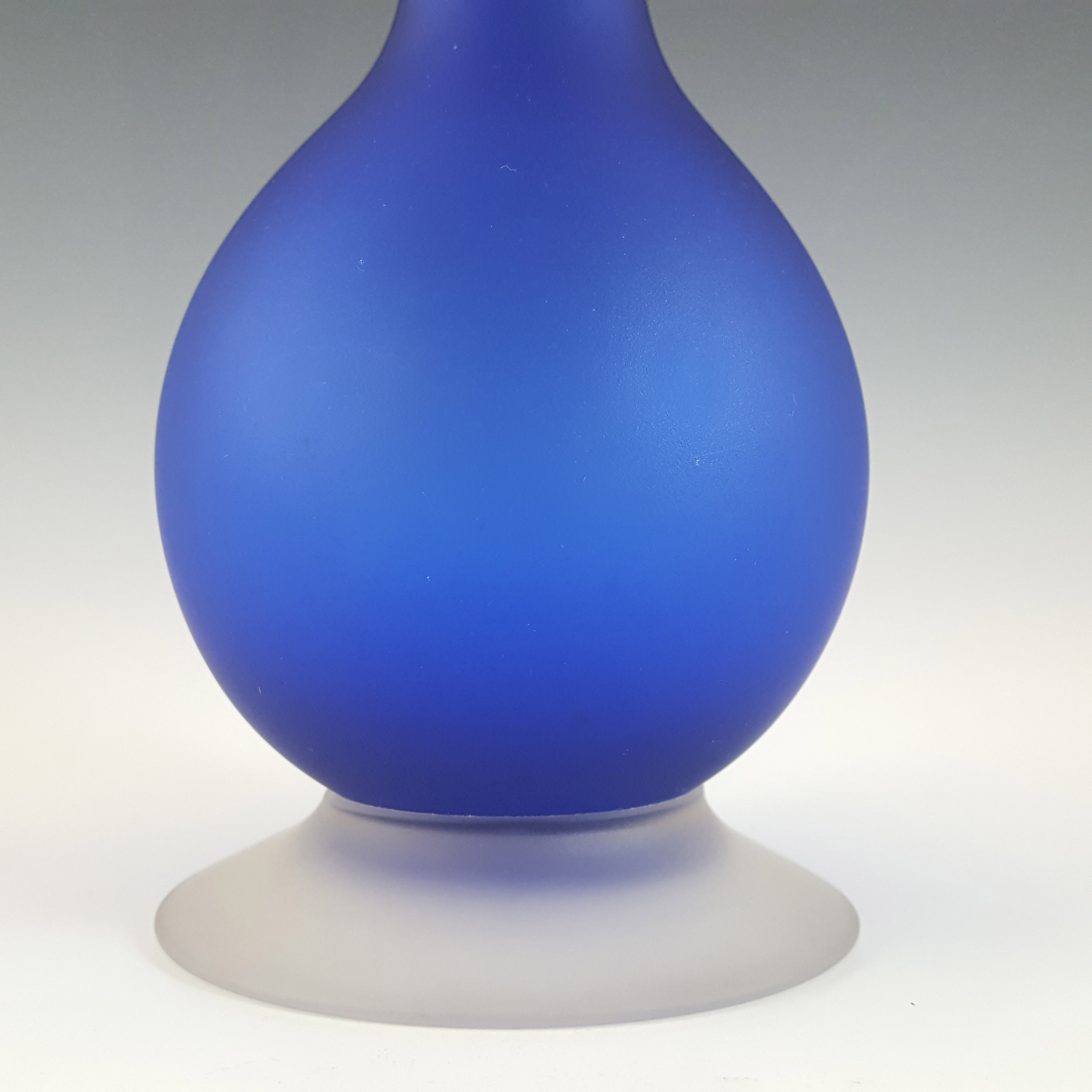 (image for) Carlo Moretti Satinato Blue Murano Glass Tall 18" Stem Vase - Click Image to Close